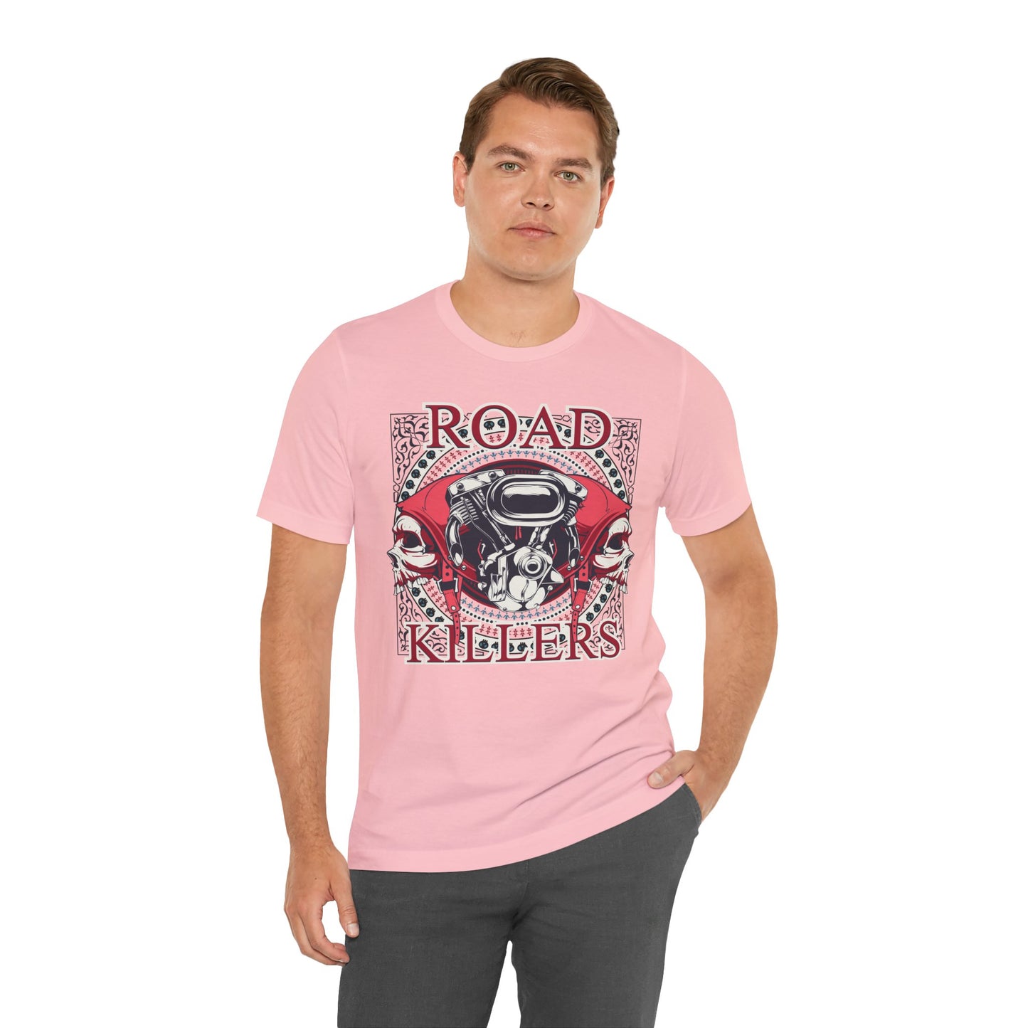 Dark Road Motorcycle Helmet Skull Tee Biker graphic t-shirt G-1