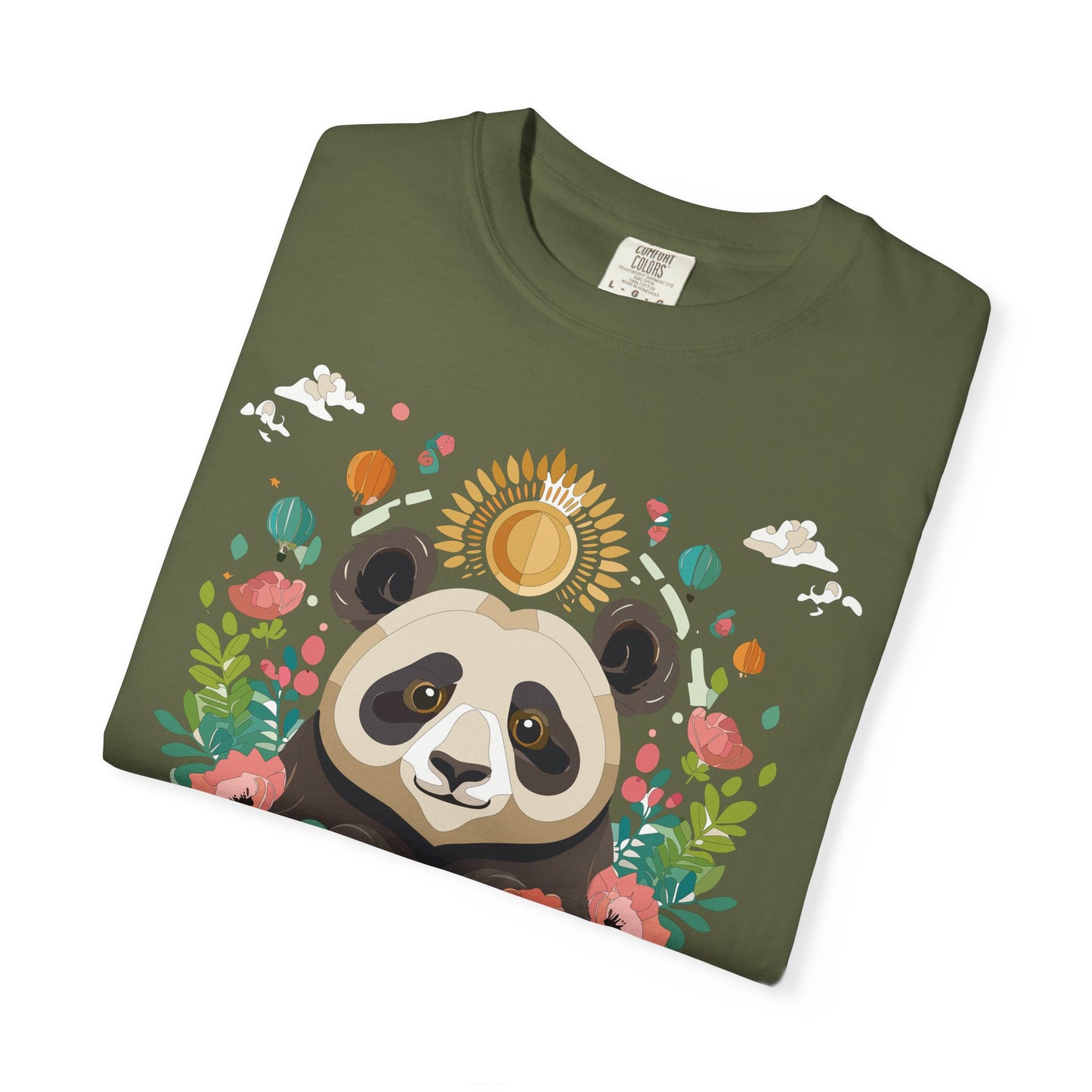 Panda Portrait T-Shirt Unisex Cotton Floral Chinese Graphic Circle Animal Art Tee p4