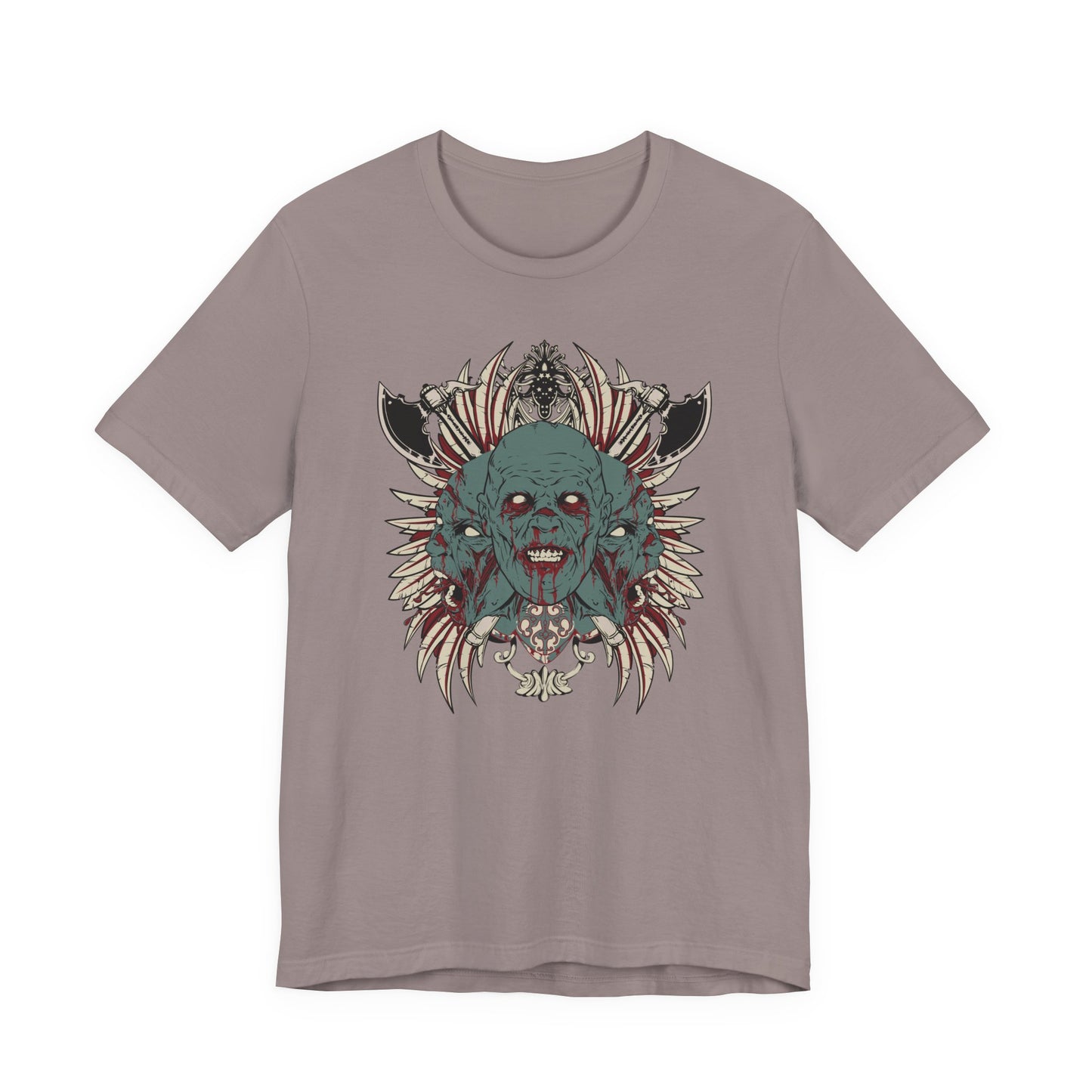 Zombie Skull Mandala T-Shirt Horror Graphic Tee, Gothic Skull Art-54-2