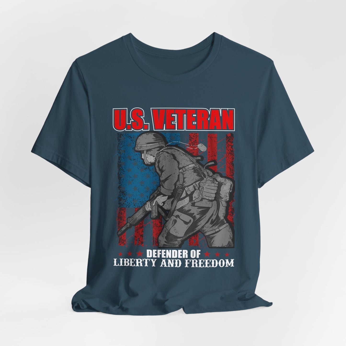 U.S. Veteran Soldier Illustration Tee Defender of Liberty and Freedom Unisex Cotton v31