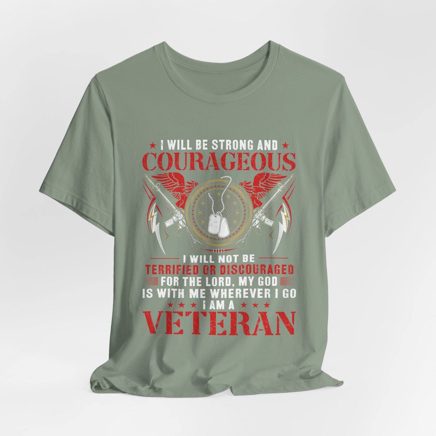 Courageous Veteran Prayer Tee Military Dog Tags Unisex Cotton T-Shirt v37
