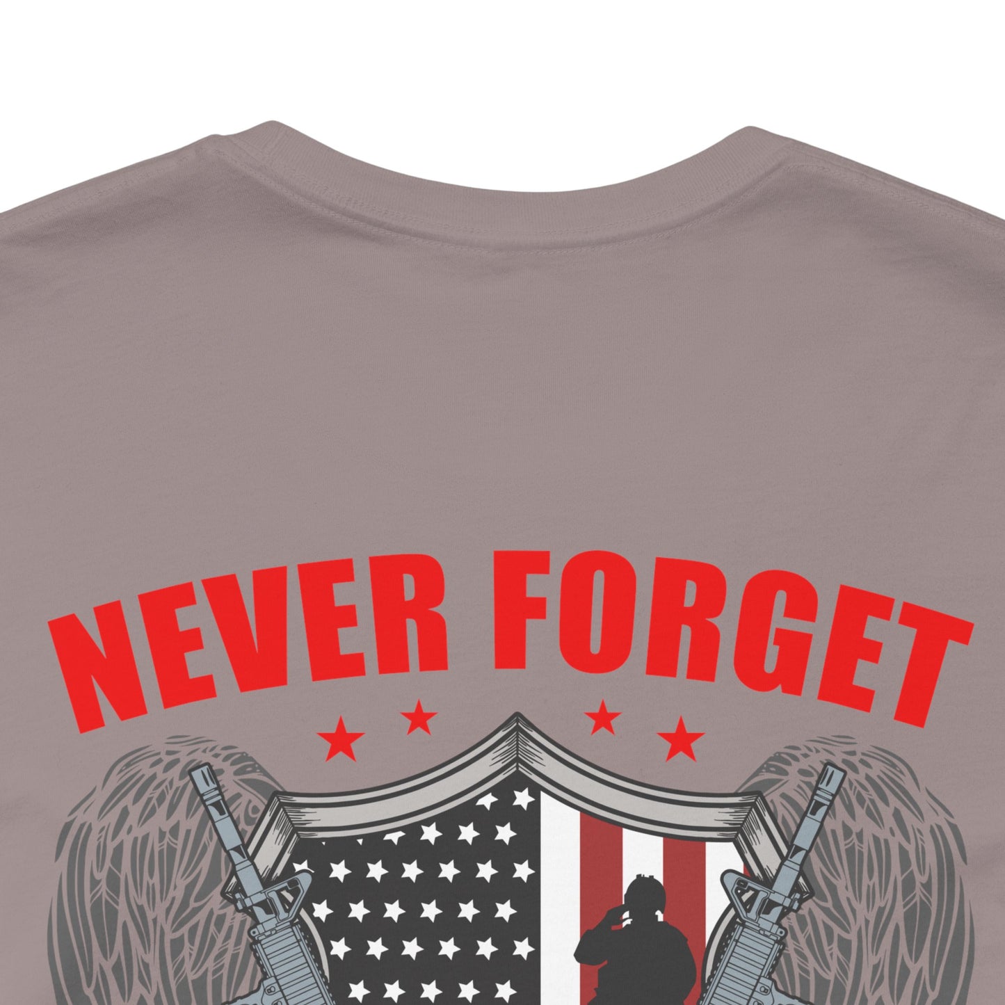 Never Forget Our Fallen Heroes T-Shirt American Flag Shield Eagles Unisex Cotton v39
