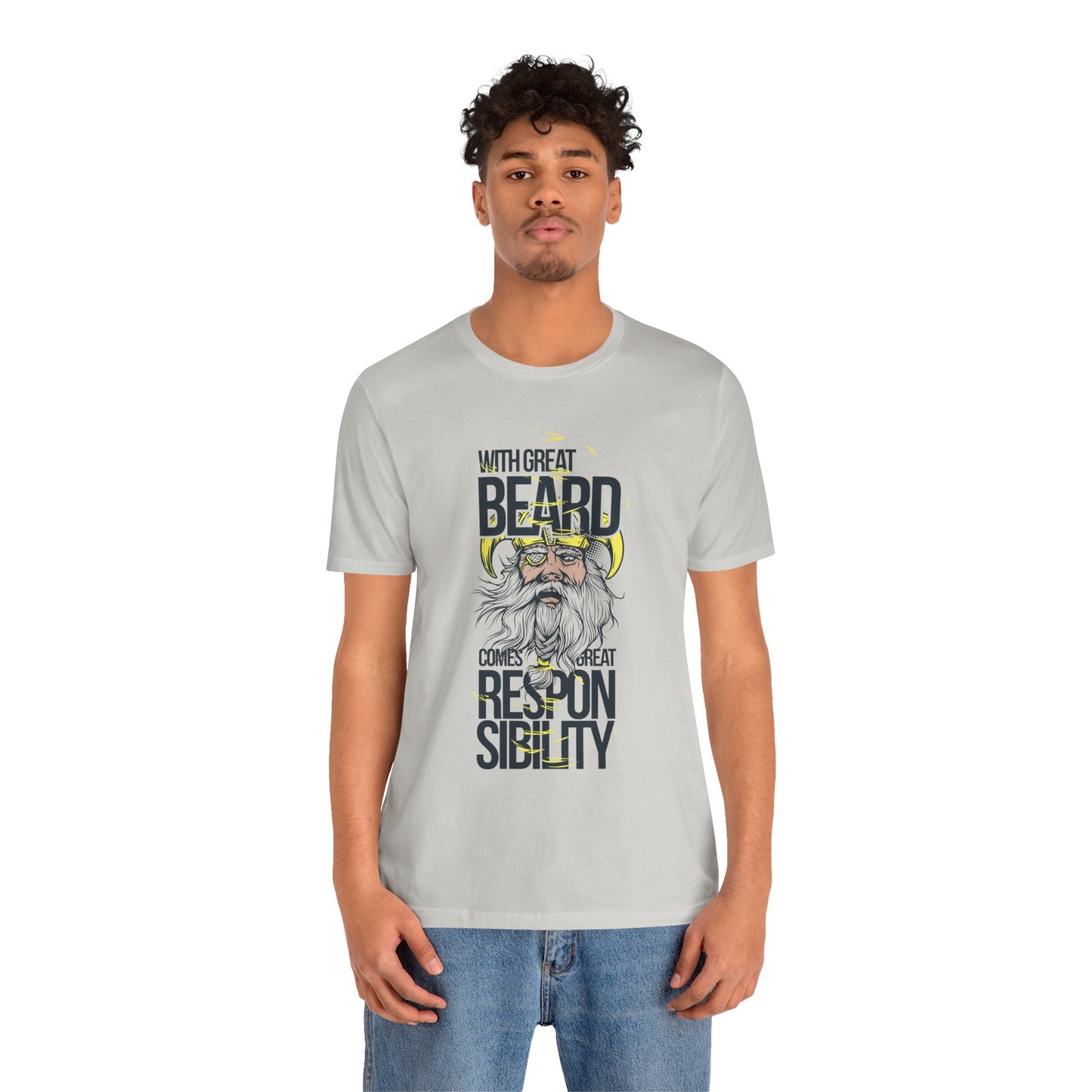 With Great Beard Comes Great Responsibility Tee Viking Beard Graphic Shirt A-2
