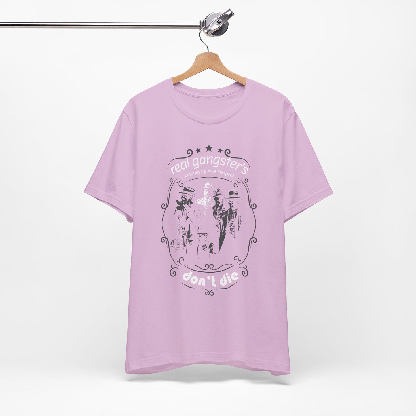 Real Gangsters Don't Die T-Shirt Vintage Outlaw Illustration Retro Biker Tee A-3