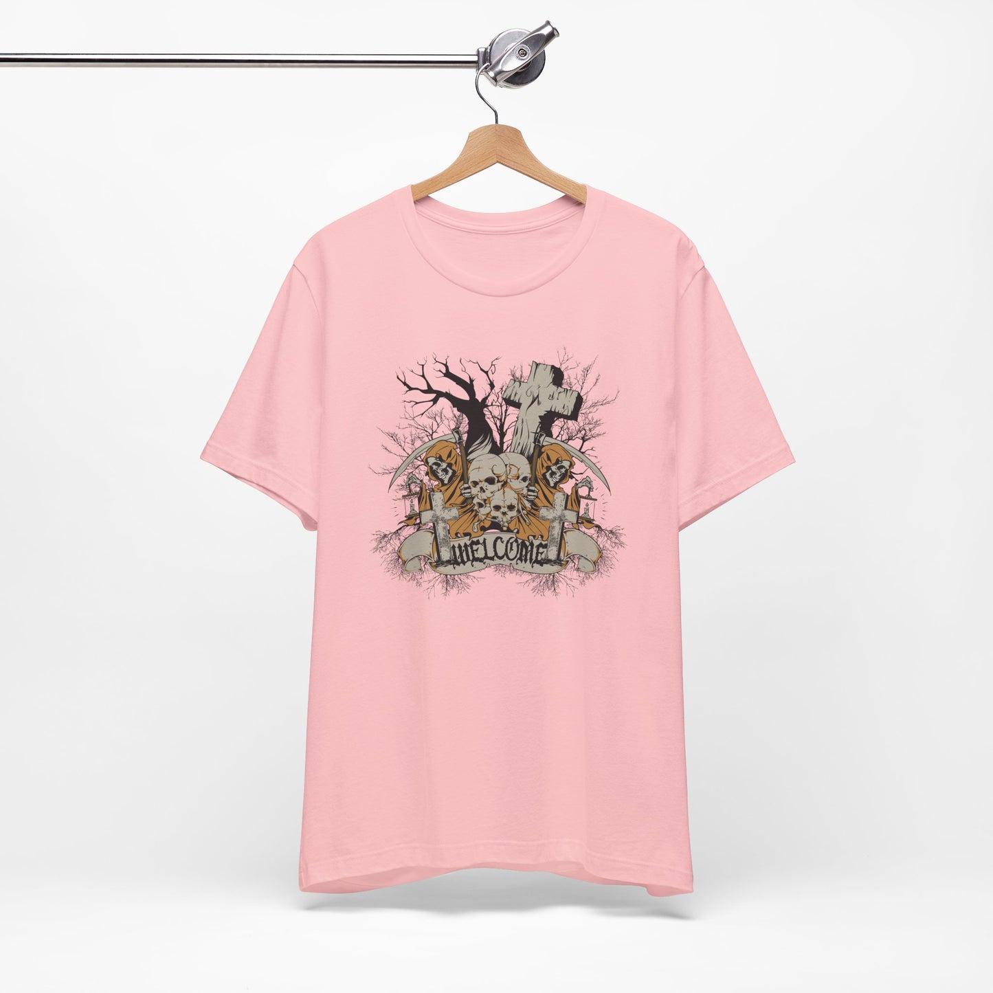 Skull Halloween Graphic Design Unisex Cotton T-Shirt Art-50
