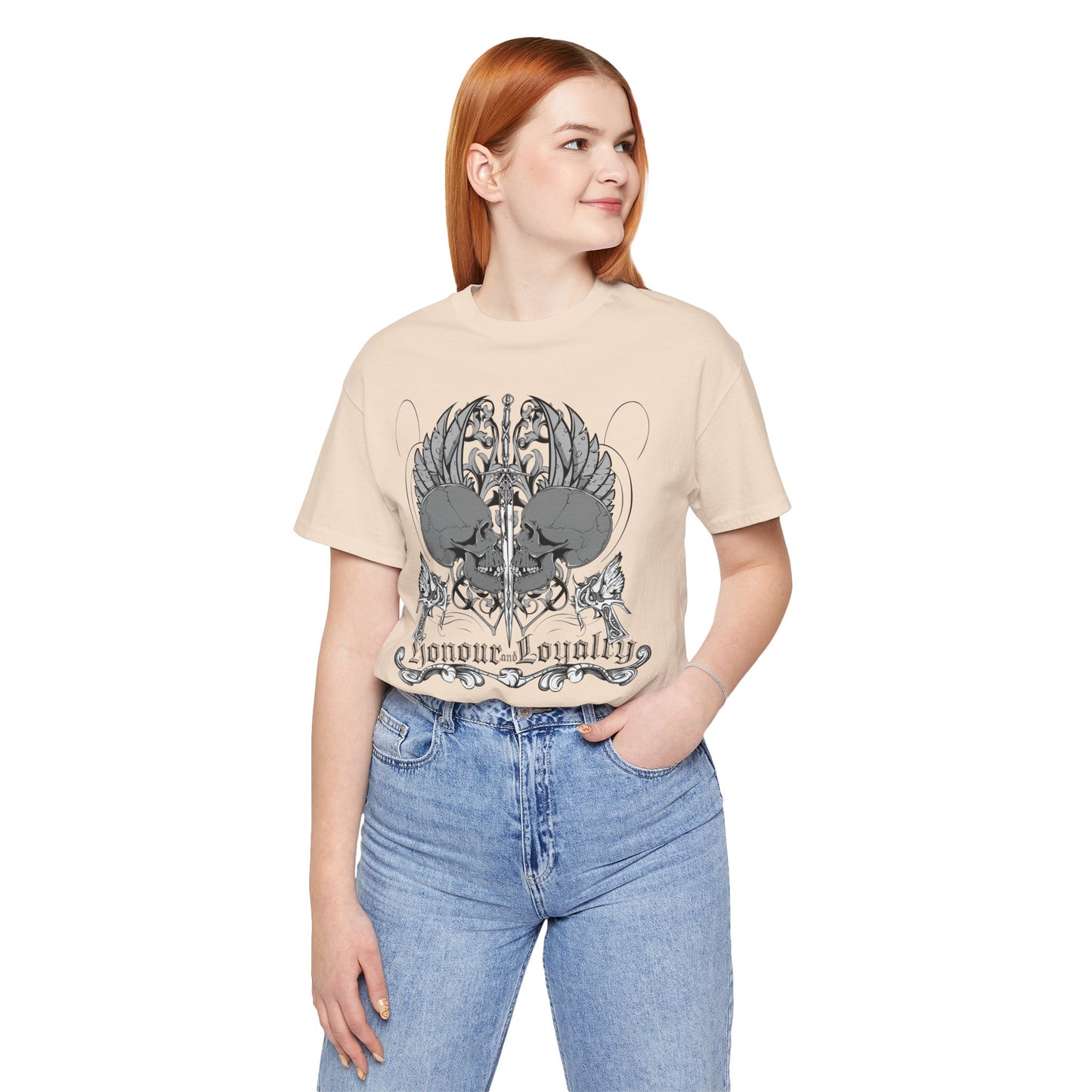Honor Loyalty crest tee Gothic heraldry skulls wings emblem Art-48