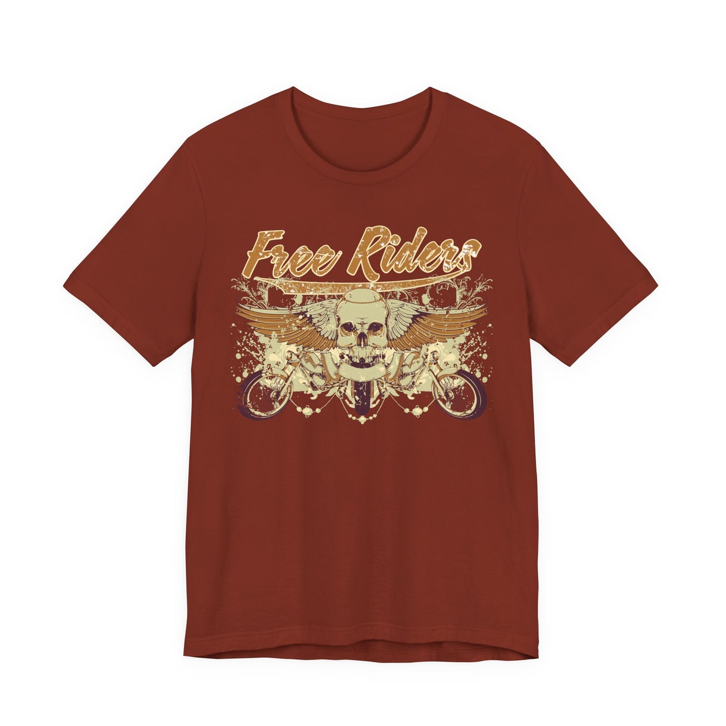 Free Riders Skull Motorcycle Tee Biker Graphic Art Design T-Shirt A-1