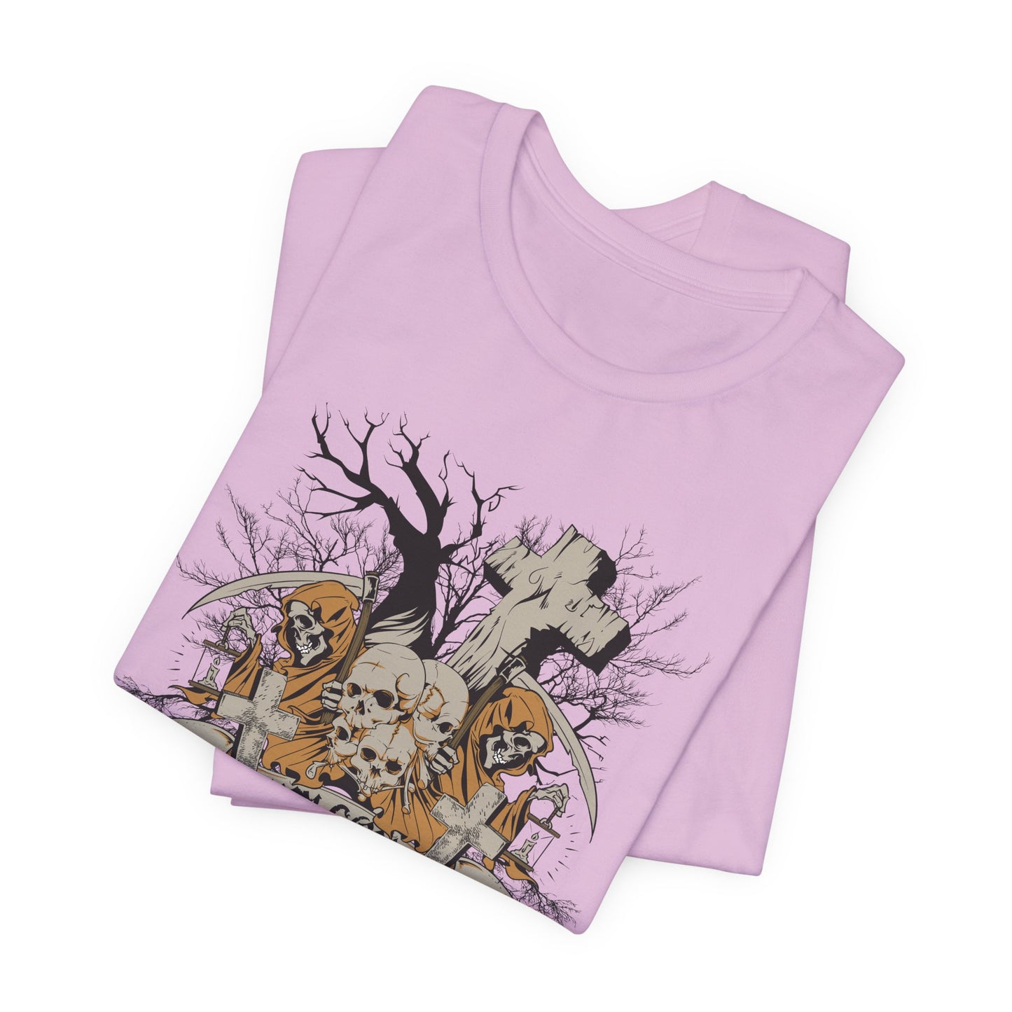 Skull Halloween Graphic Design Unisex Cotton T-Shirt Art-50