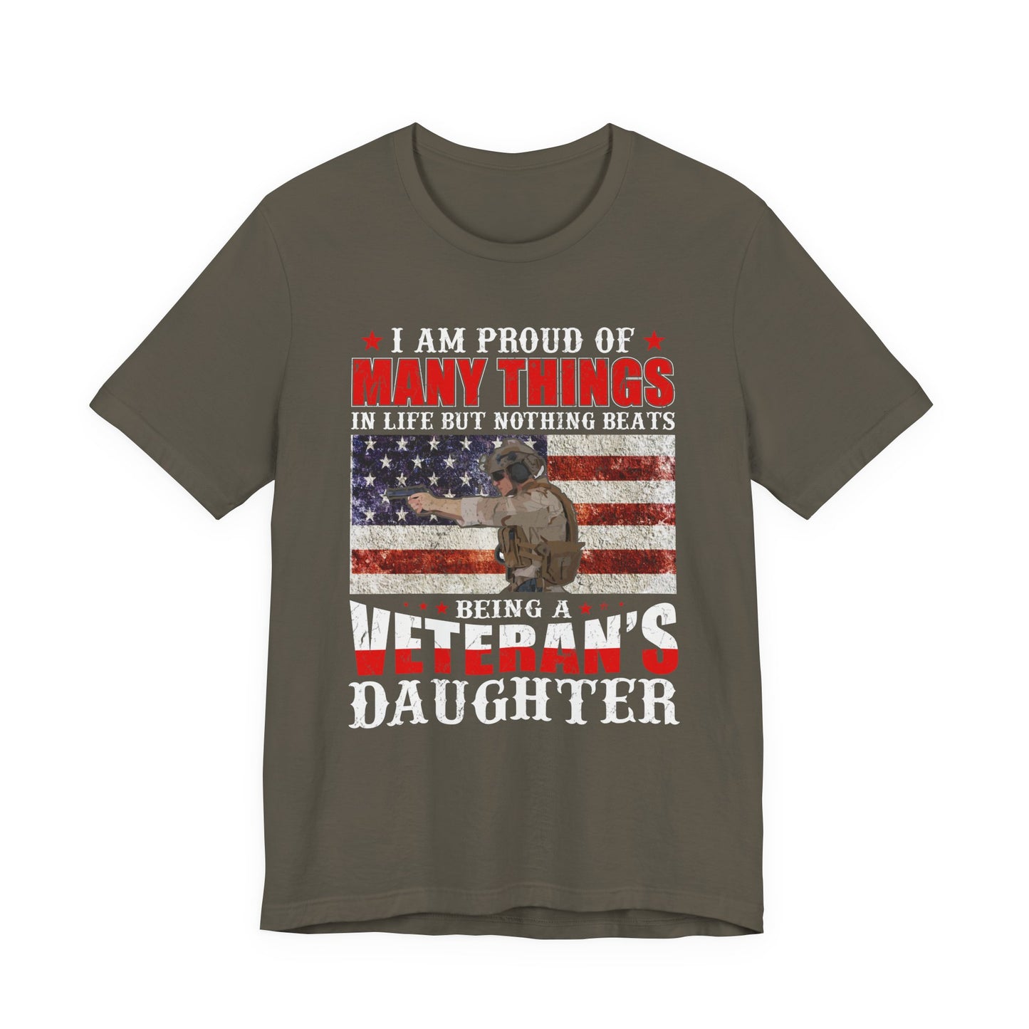 Veteran's Daughter T-Shirt American Flag Military Proud  Unisex Cotton Tee v28