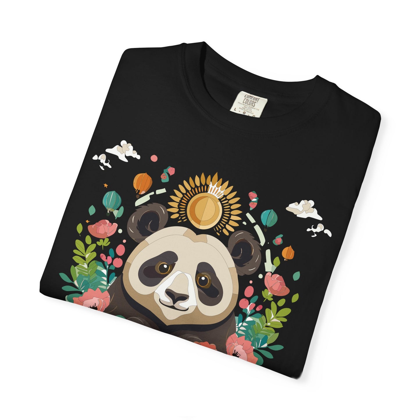 Panda Portrait T-Shirt Unisex Cotton Floral Chinese Graphic Circle Animal Art Tee p4