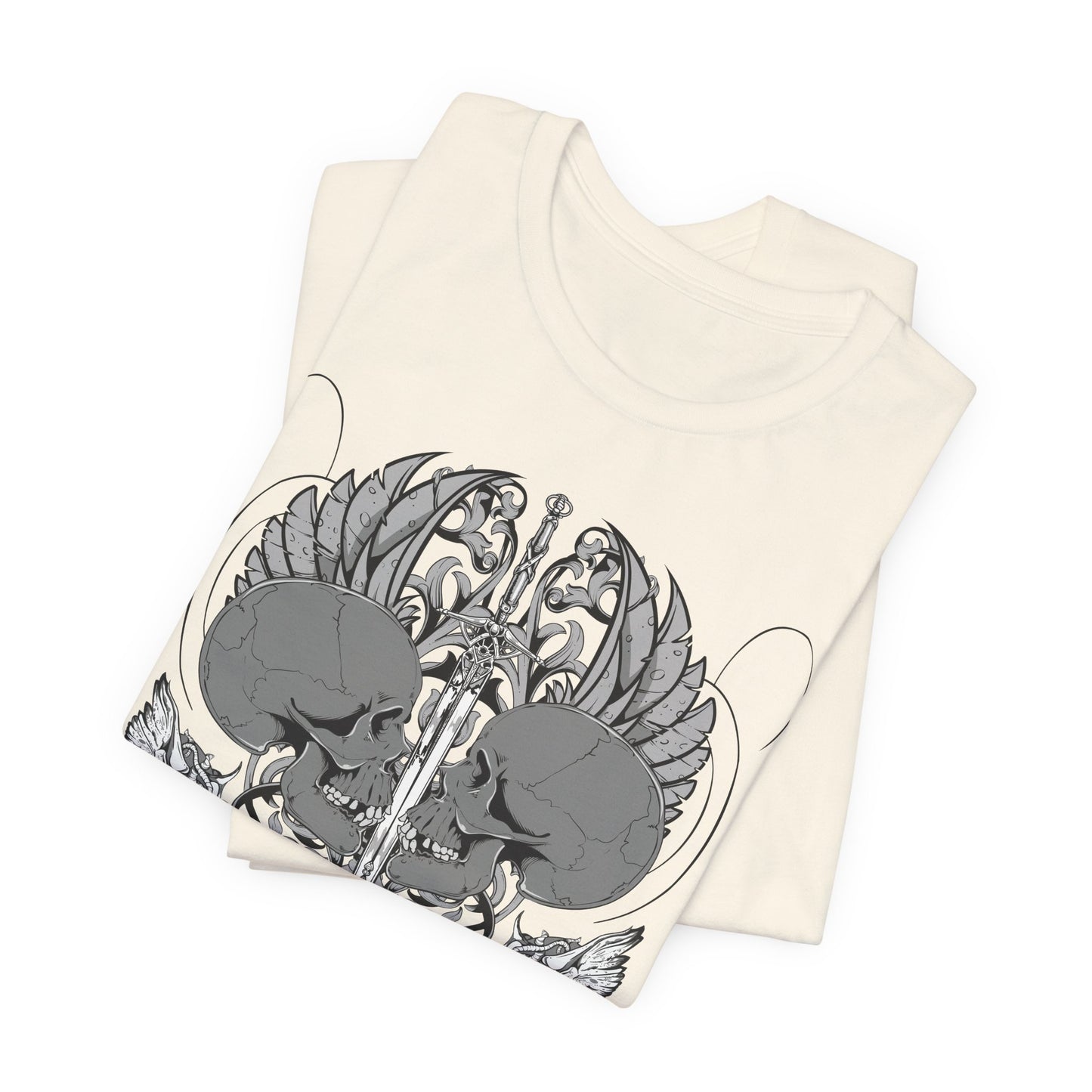 Honor Loyalty crest tee Gothic heraldry skulls wings emblem Art-48