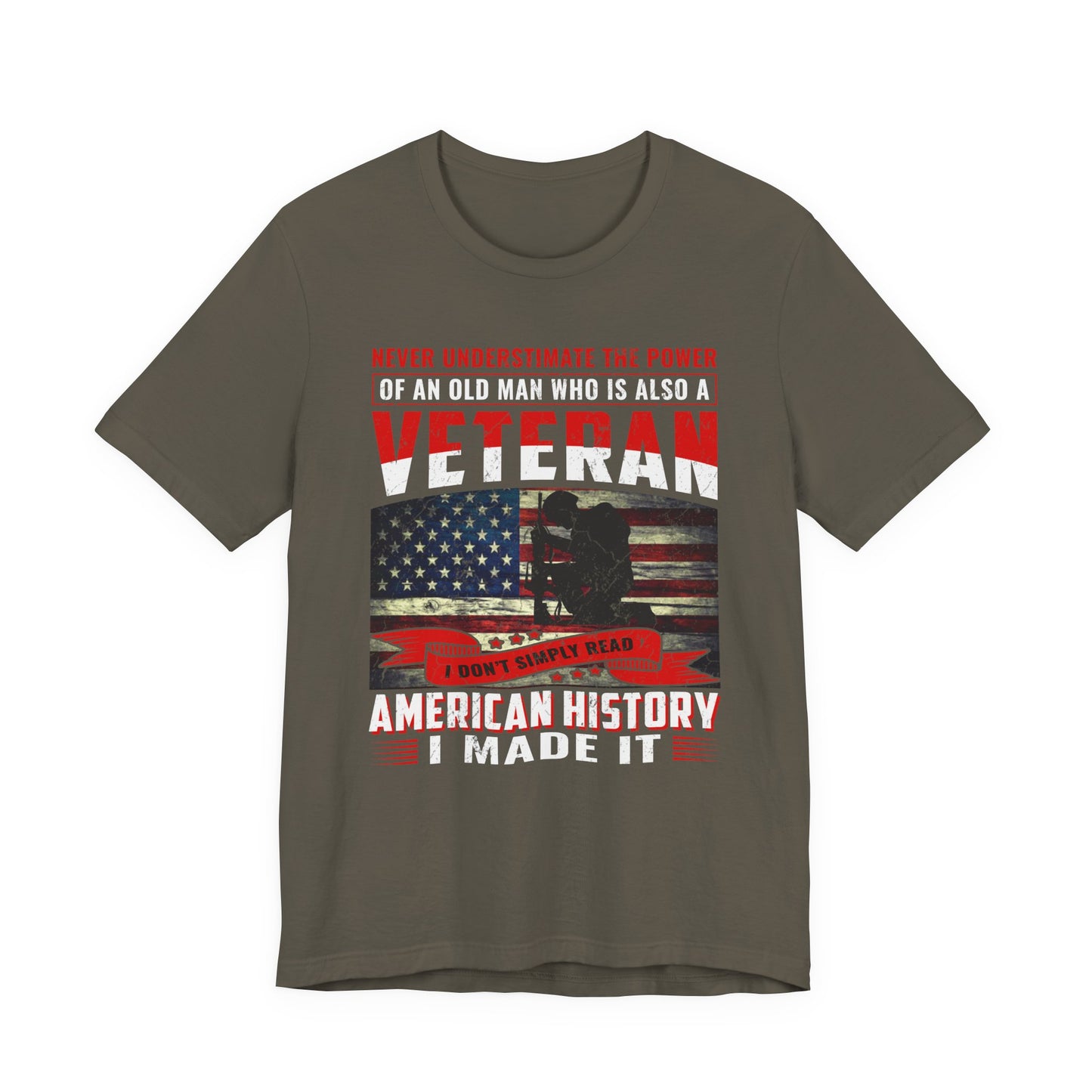 Veteran American flag T-Shirt I Made It Old Man Veteran Military Pride Unisex Cotton v32
