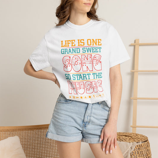 Life Is One Grand Sweet Song typography T-Shirt Music Quote Unisex Cotton Tee 023