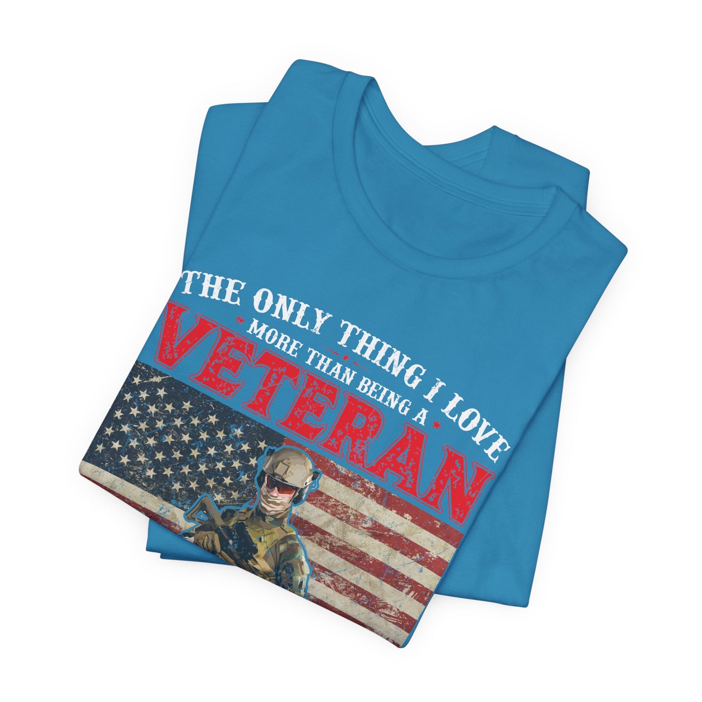 Veteran with American Flag Papa T-Shirt Military Grandpa Unisex Cotton Tee v30