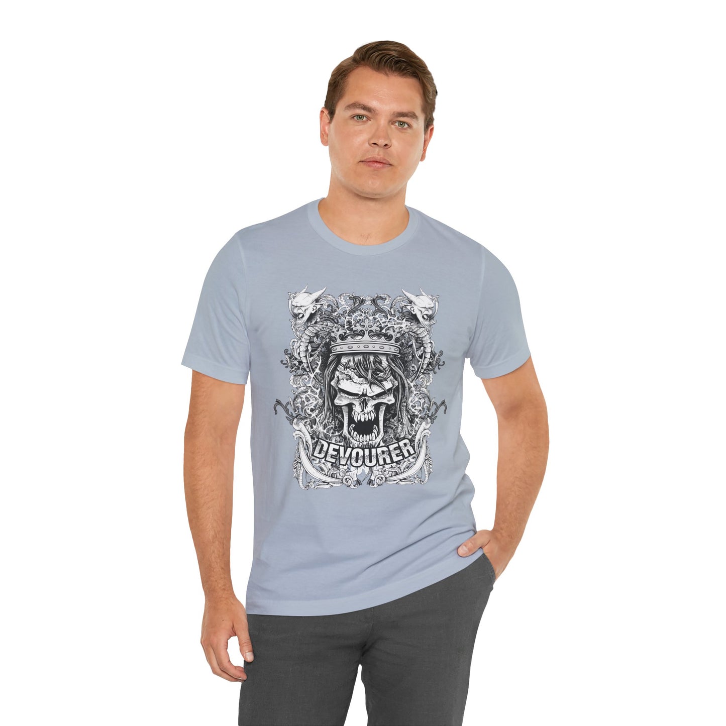 Gothic Skull Illustration Graphic Unisex Cotton T-Shirt r13
