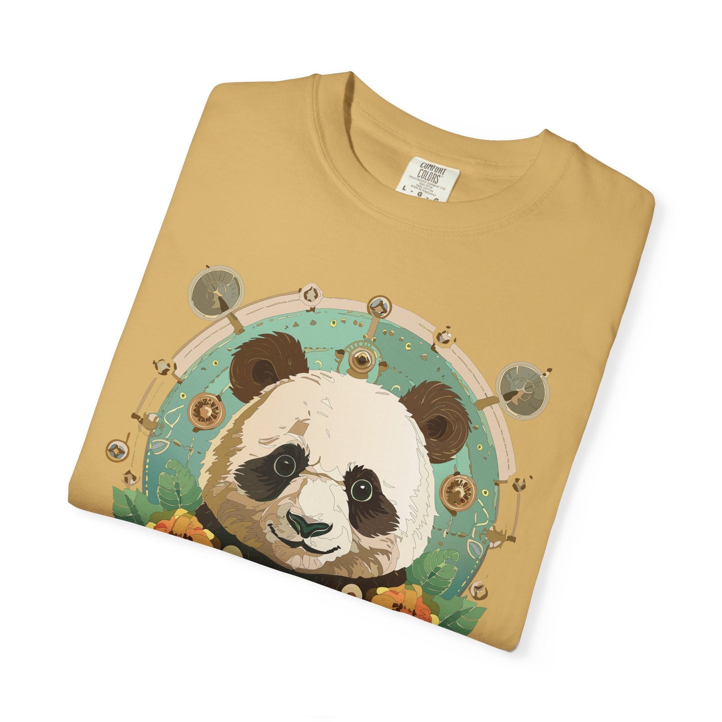 Panda Portrait T-Shirt Unisex Cotton Floral Chinese Graphic Circle Animal Art Tee p3