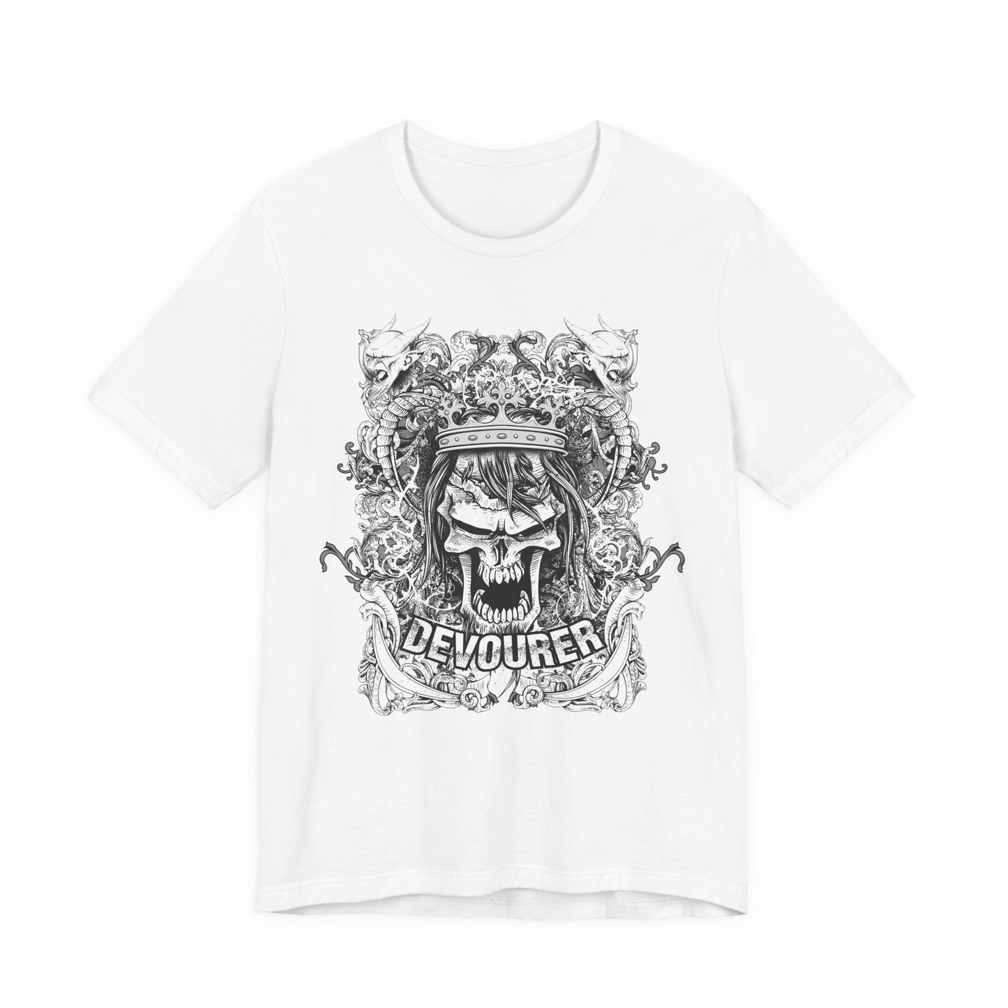 Gothic Skull Illustration Graphic Unisex Cotton T-Shirt r13