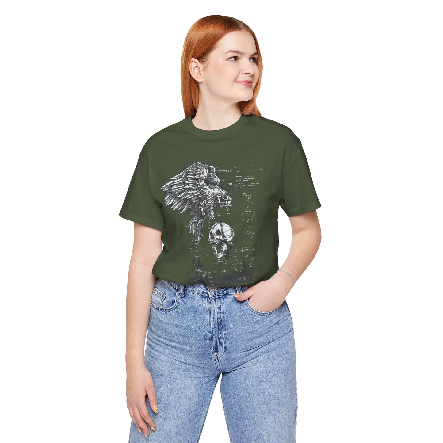 Raven and Skull Illustration Graphic Unisex Cotton T-Shirt r19