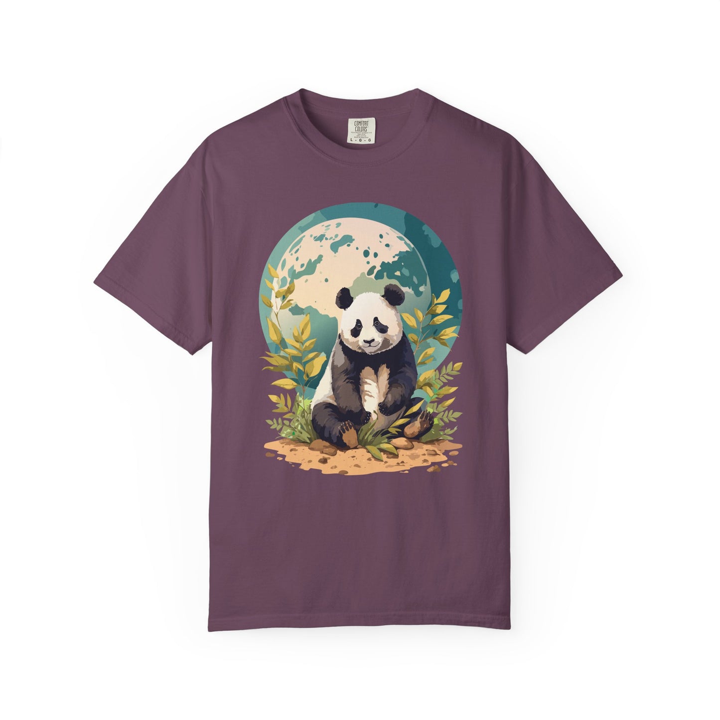 Panda Portrait T-Shirt Unisex Cotton Floral Chinese Graphic Circle Animal Art Tee pp6