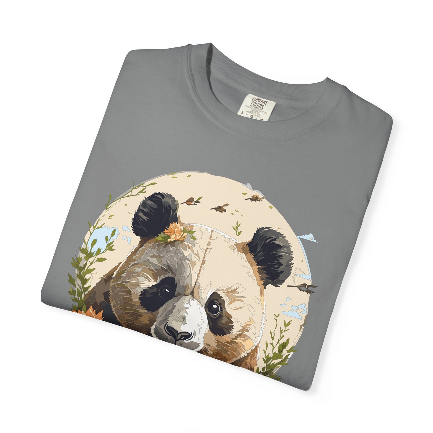 Panda Portrait T-Shirt Unisex Cotton Floral Meadow Circle Animal Art Tee p9