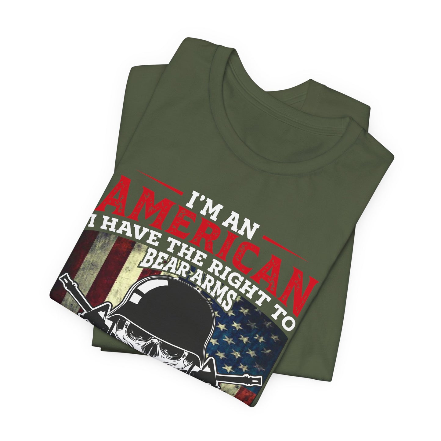 American Skull with Guns T-Shirt 2nd Amendment Flag Unisex Cotton Tee v29