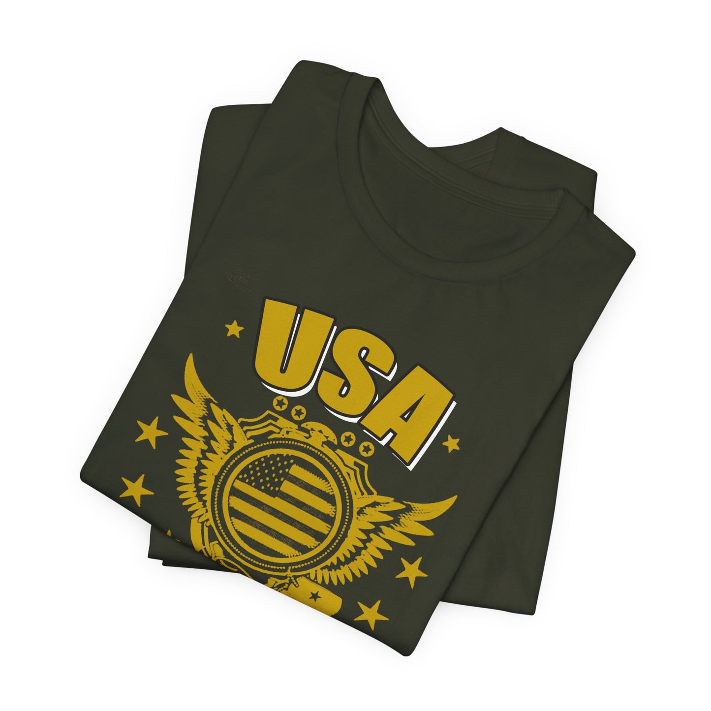 USA Veteran T-Shirt Military Emblem Winged Badge Stars Unisex Cotton v59