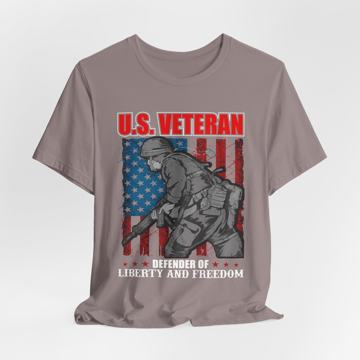 U.S. Veteran Soldier Illustration Tee Defender of Liberty and Freedom Unisex Cotton v31