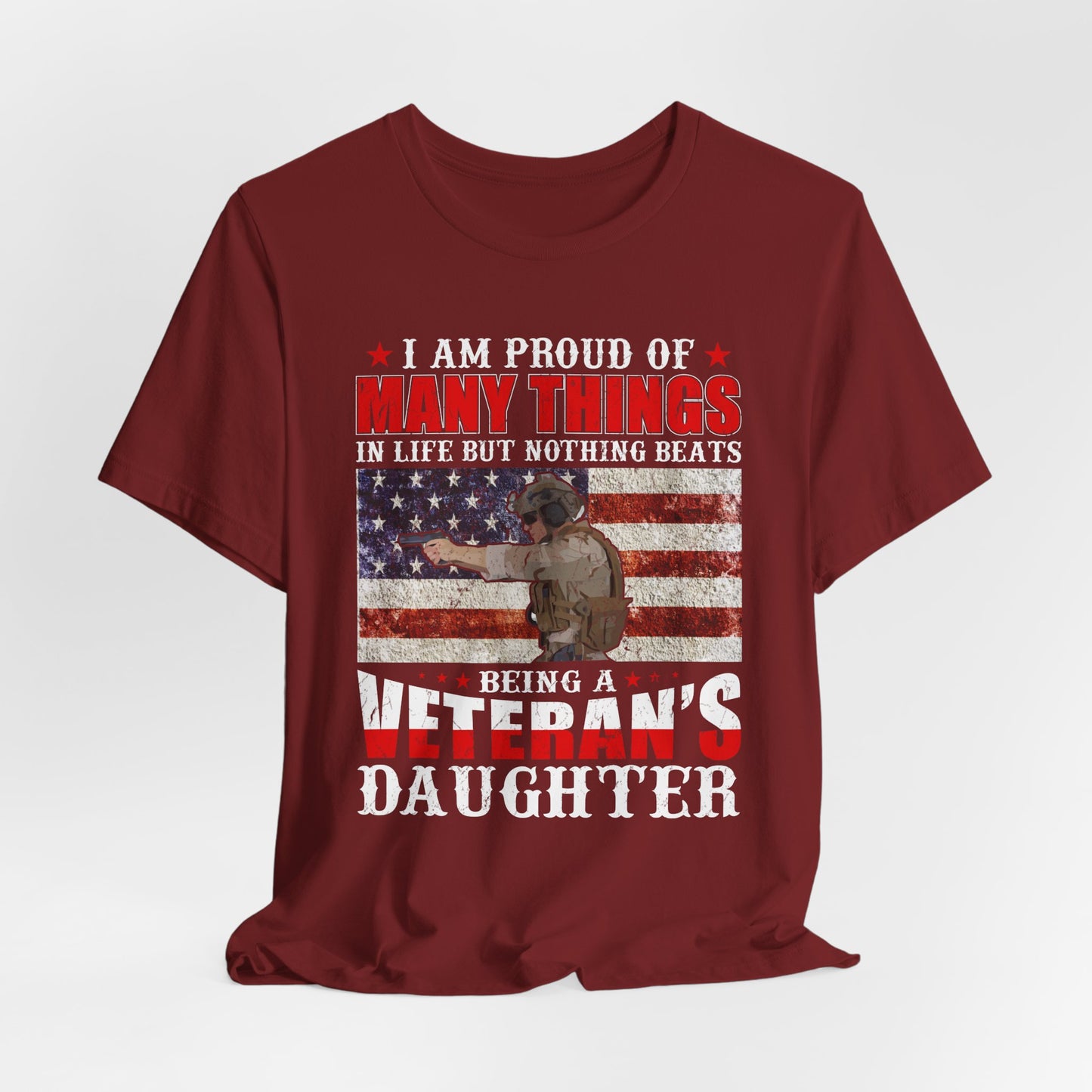 Veteran's Daughter T-Shirt American Flag Military Proud  Unisex Cotton Tee v28