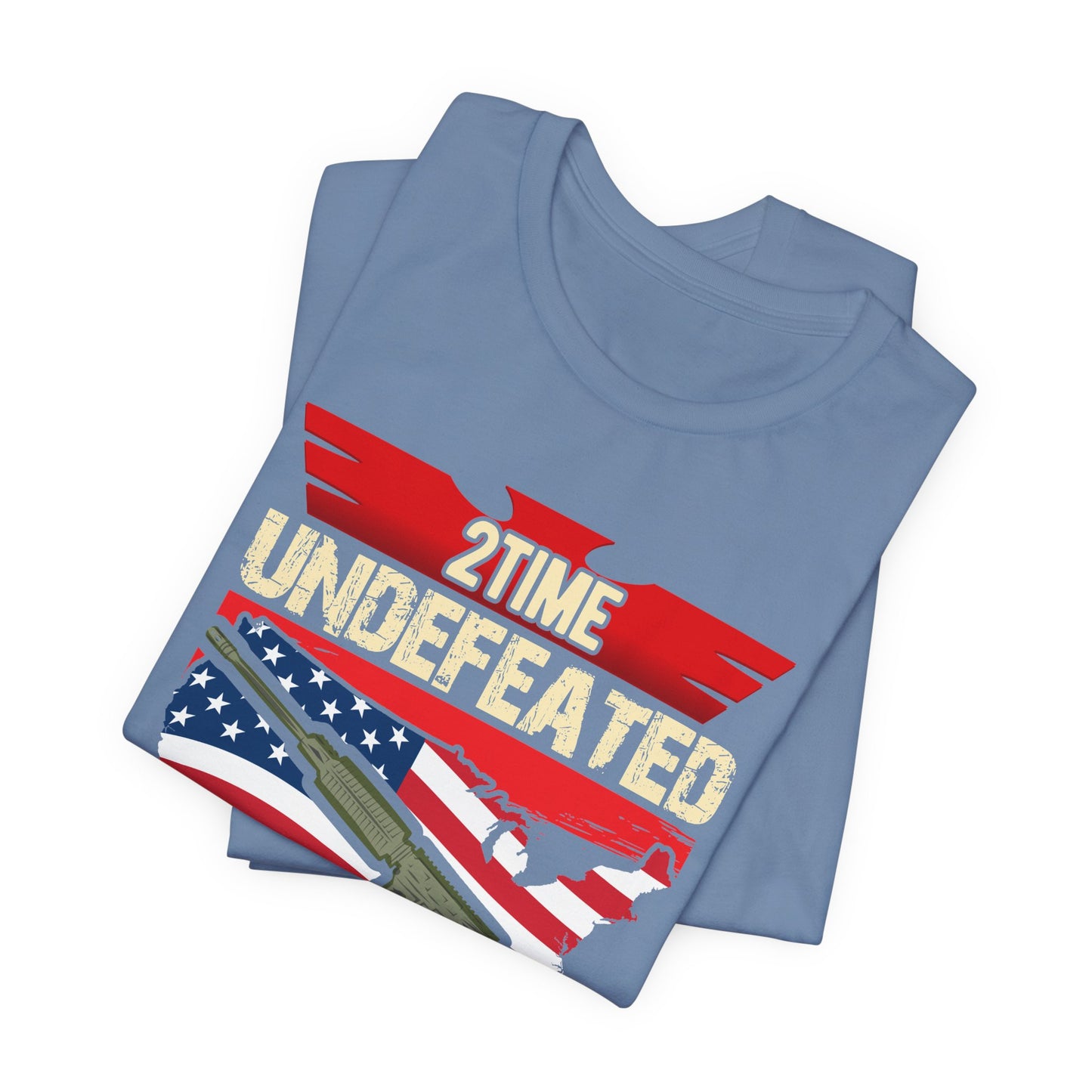 2Time Undefeated World War Champs T-Shirt American Flag Rifle Design Unisex Cotton v15