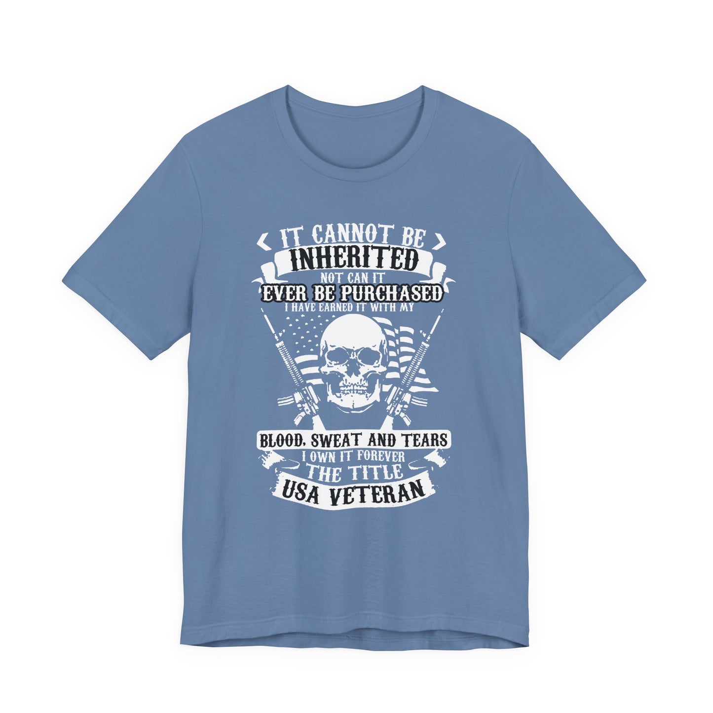 USA Veteran skull flag crossed rifles T-Shirt Military pride Unisex Cotton tee v54