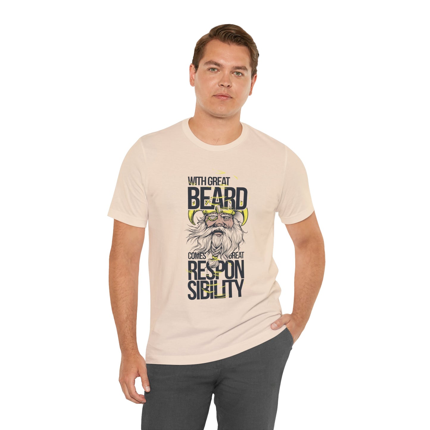 With Great Beard Comes Great Responsibility Tee Viking Beard Graphic Shirt A-2