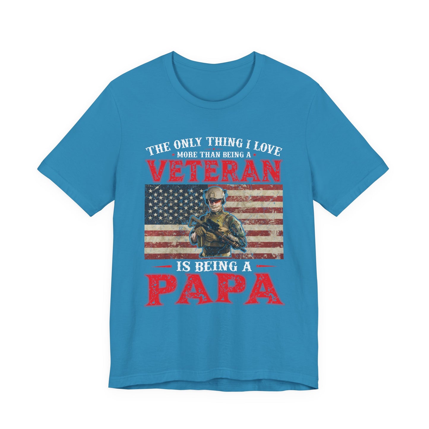 Veteran with American Flag Papa T-Shirt Military Grandpa Unisex Cotton Tee v30
