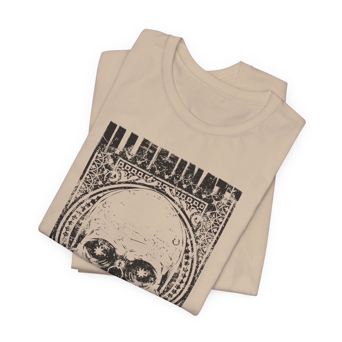 Skull Circle Graphic T-Shirt Vintage Etching Illustration Art Design Tee A-9