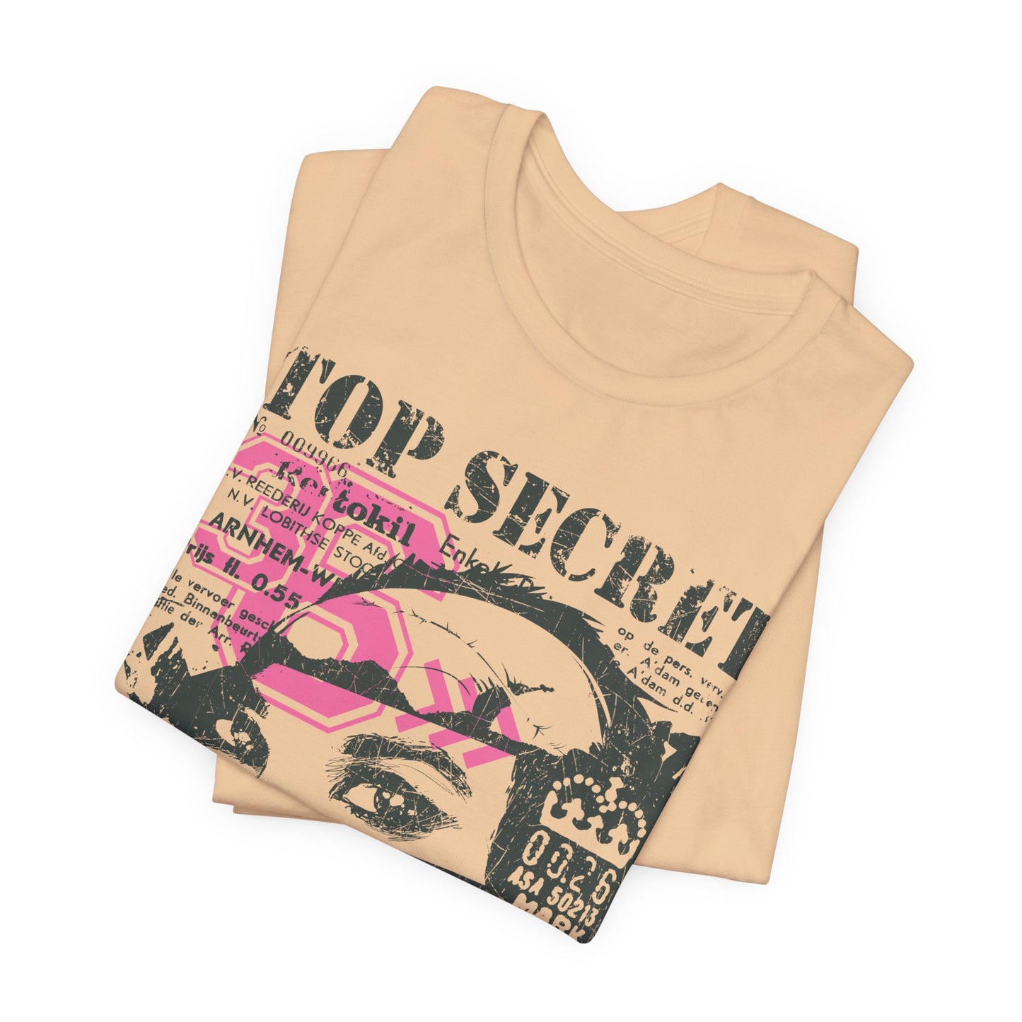 Top Secret Skull Face Tee Grunge Graphic T-Shirt Retro Collage A-6