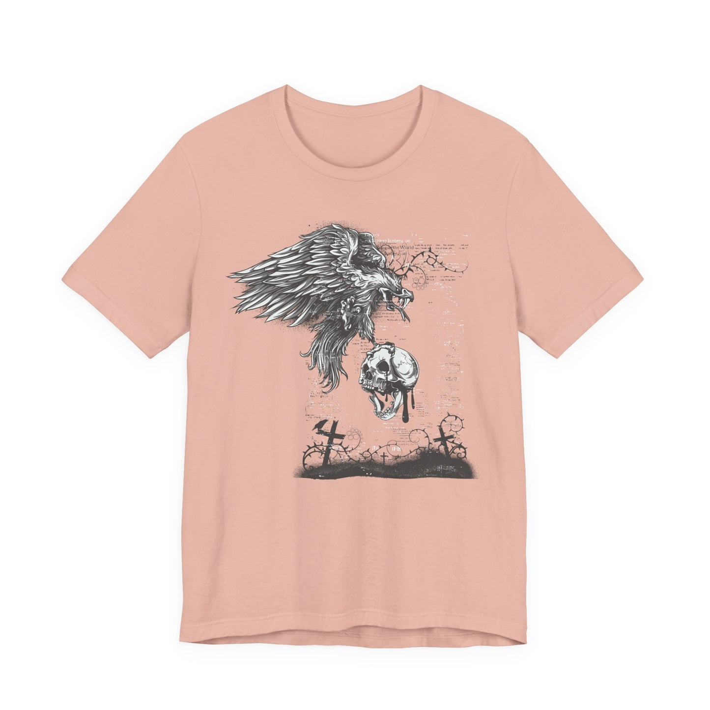 Raven and Skull Illustration Graphic Unisex Cotton T-Shirt r19