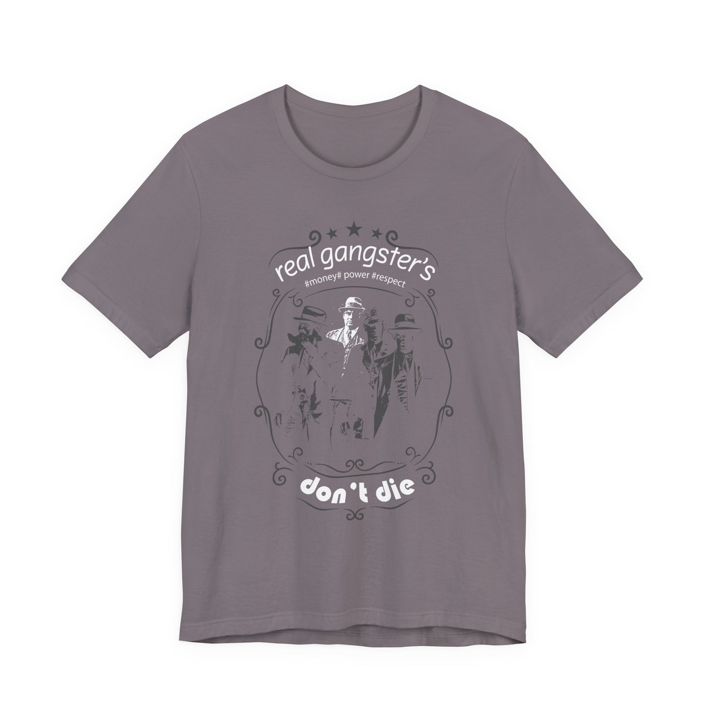 Real Gangsters Don't Die T-Shirt Vintage Outlaw Illustration Retro Biker Tee A-3
