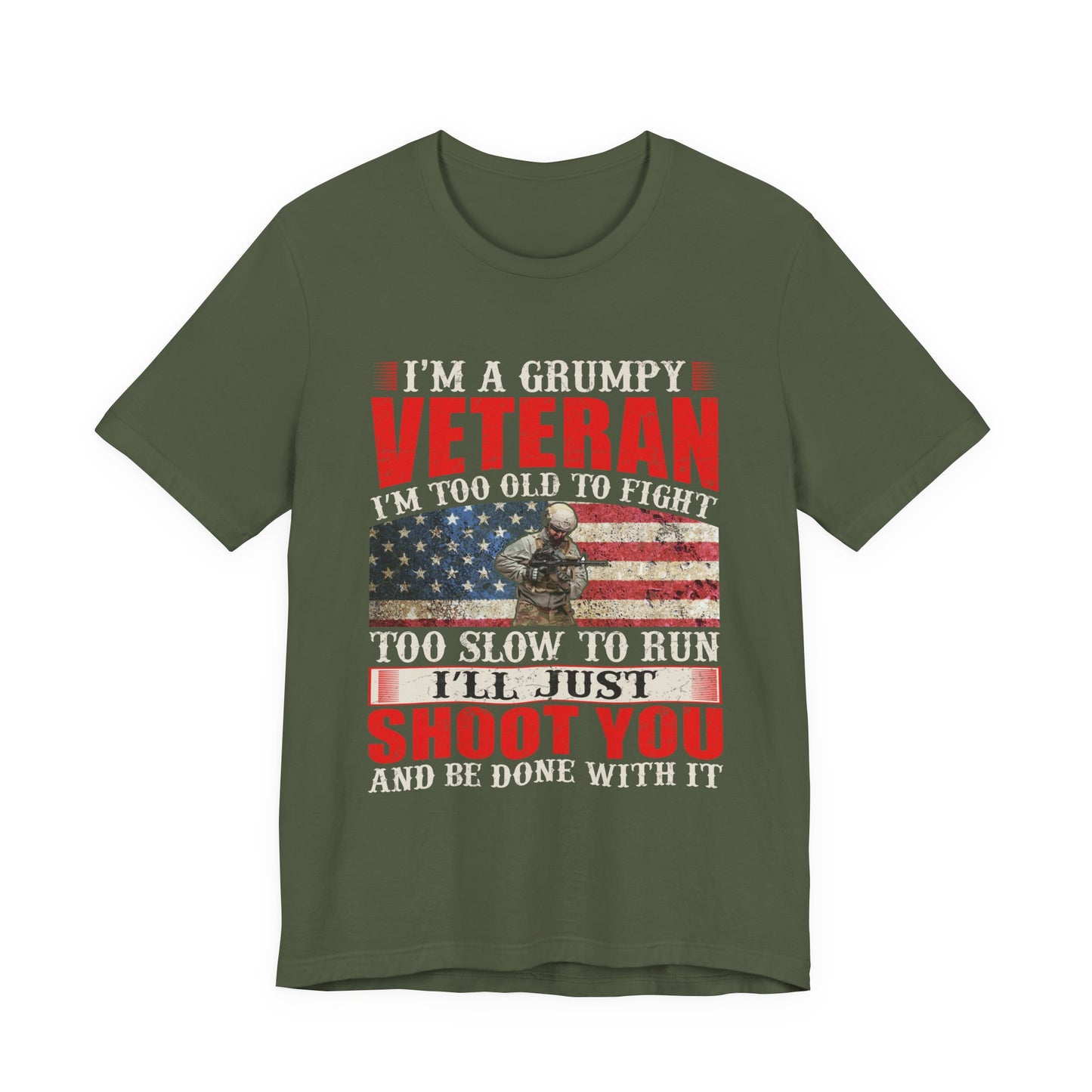 Grumpy Veteran Flag graphic Tee Veteran Patriotic Unisex Cotton Shirt v38
