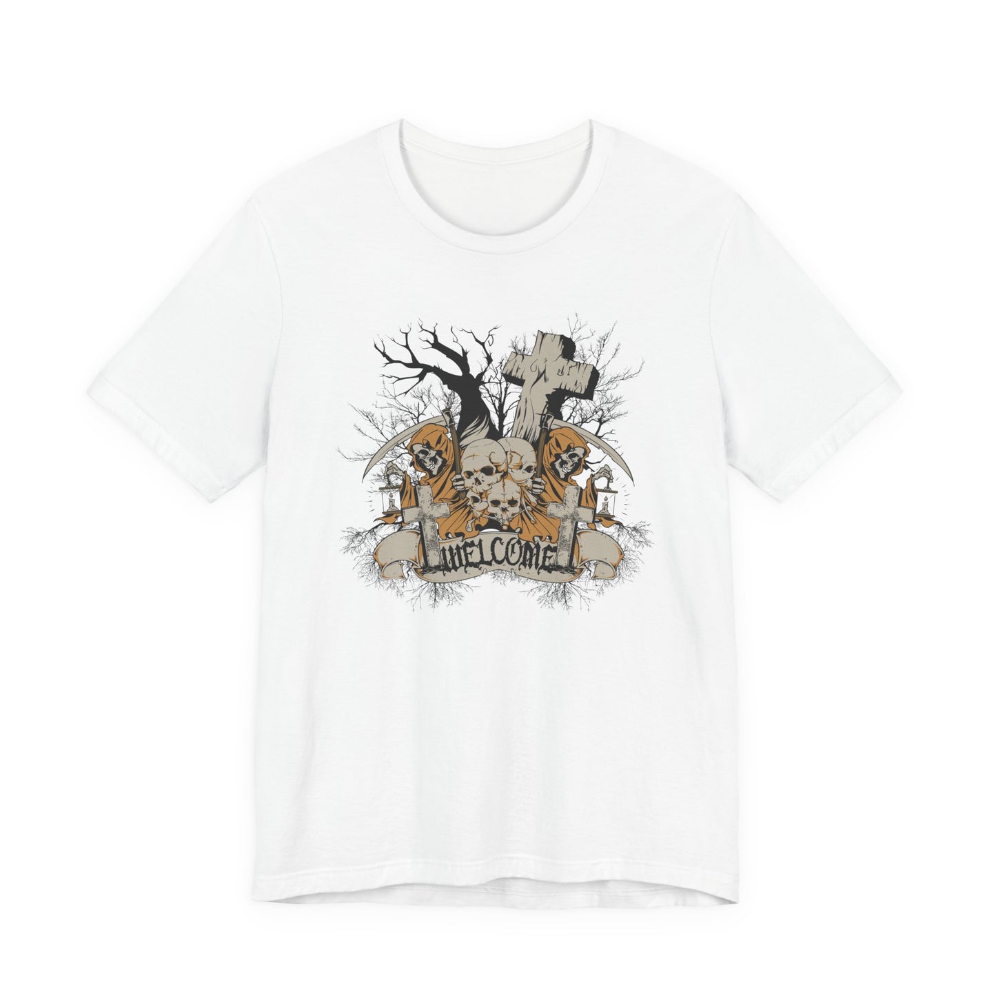 Skull Halloween Graphic Design Unisex Cotton T-Shirt Art-50
