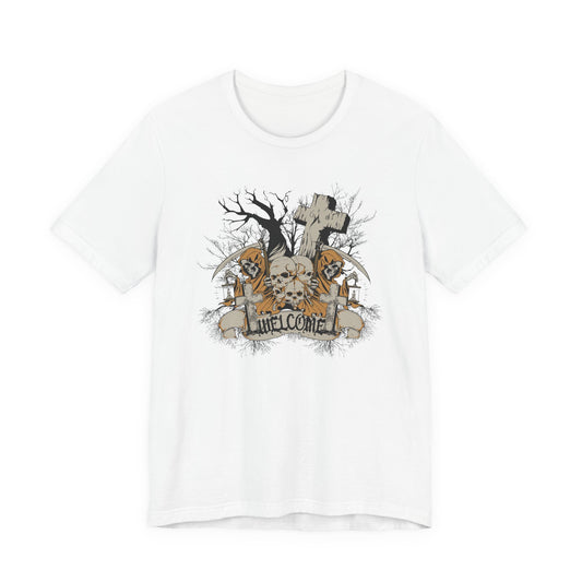 Skull Halloween Graphic Design Unisex Cotton T-Shirt Art-50