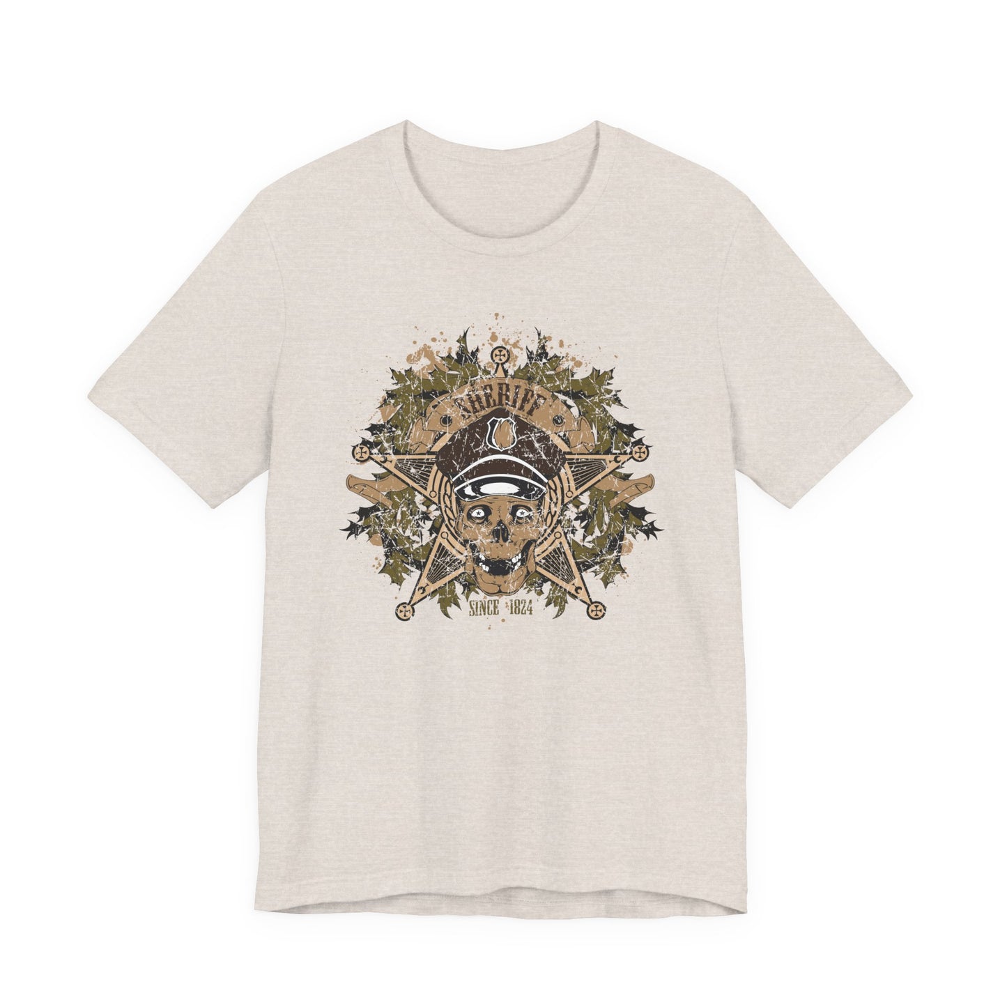 Skull Floral Emblem Graphic Unisex Cotton Tee Art-45