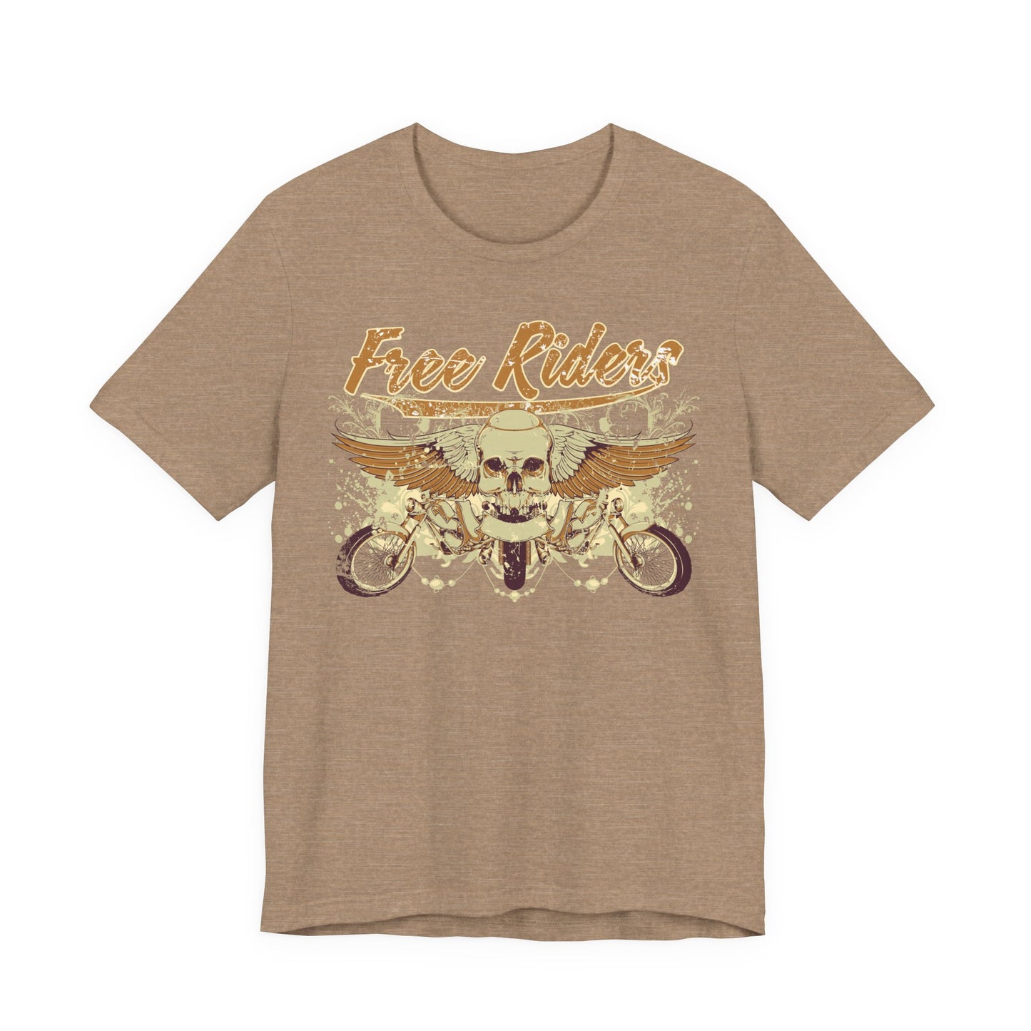 Free Riders Skull Motorcycle Tee Biker Graphic Art Design T-Shirt A-1