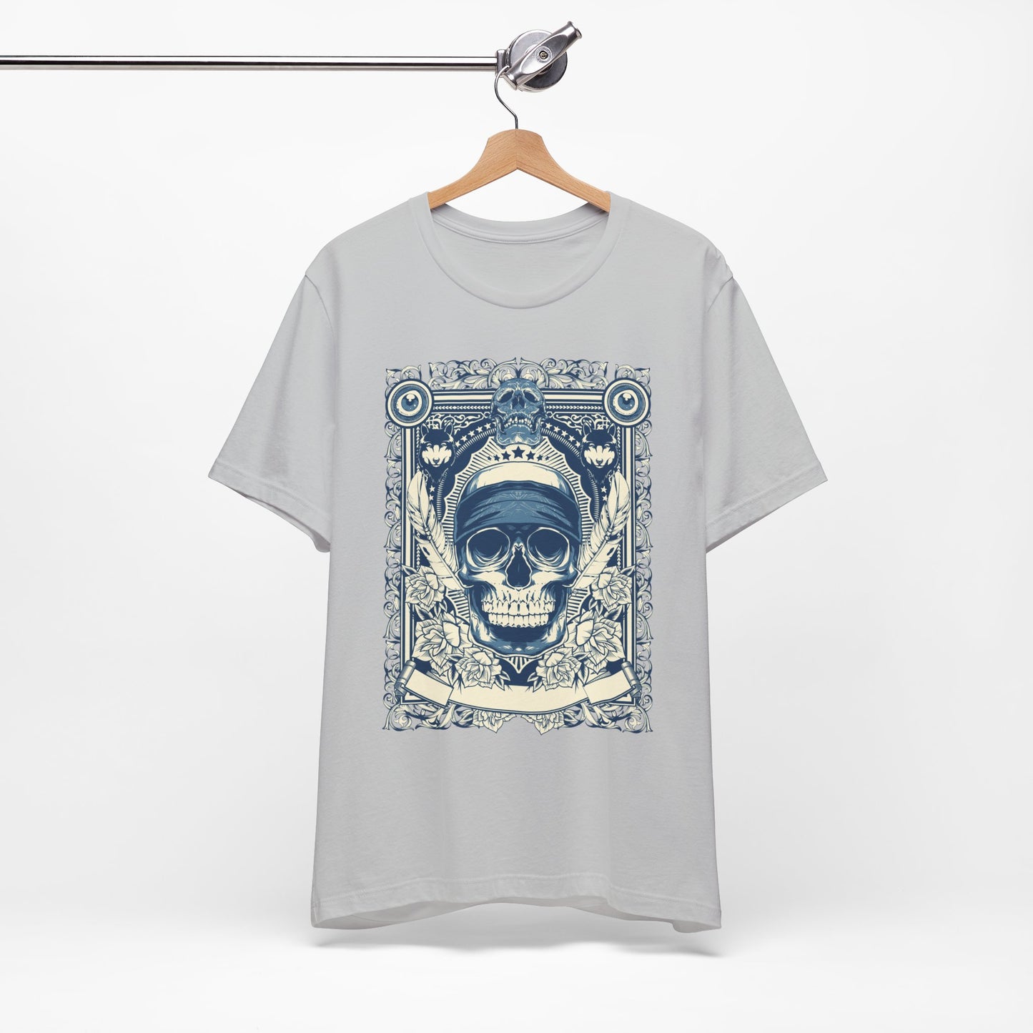 Skull Crown Graphic Tee Vintage Ornate Skull Illustration Rock Band T-Shirt
