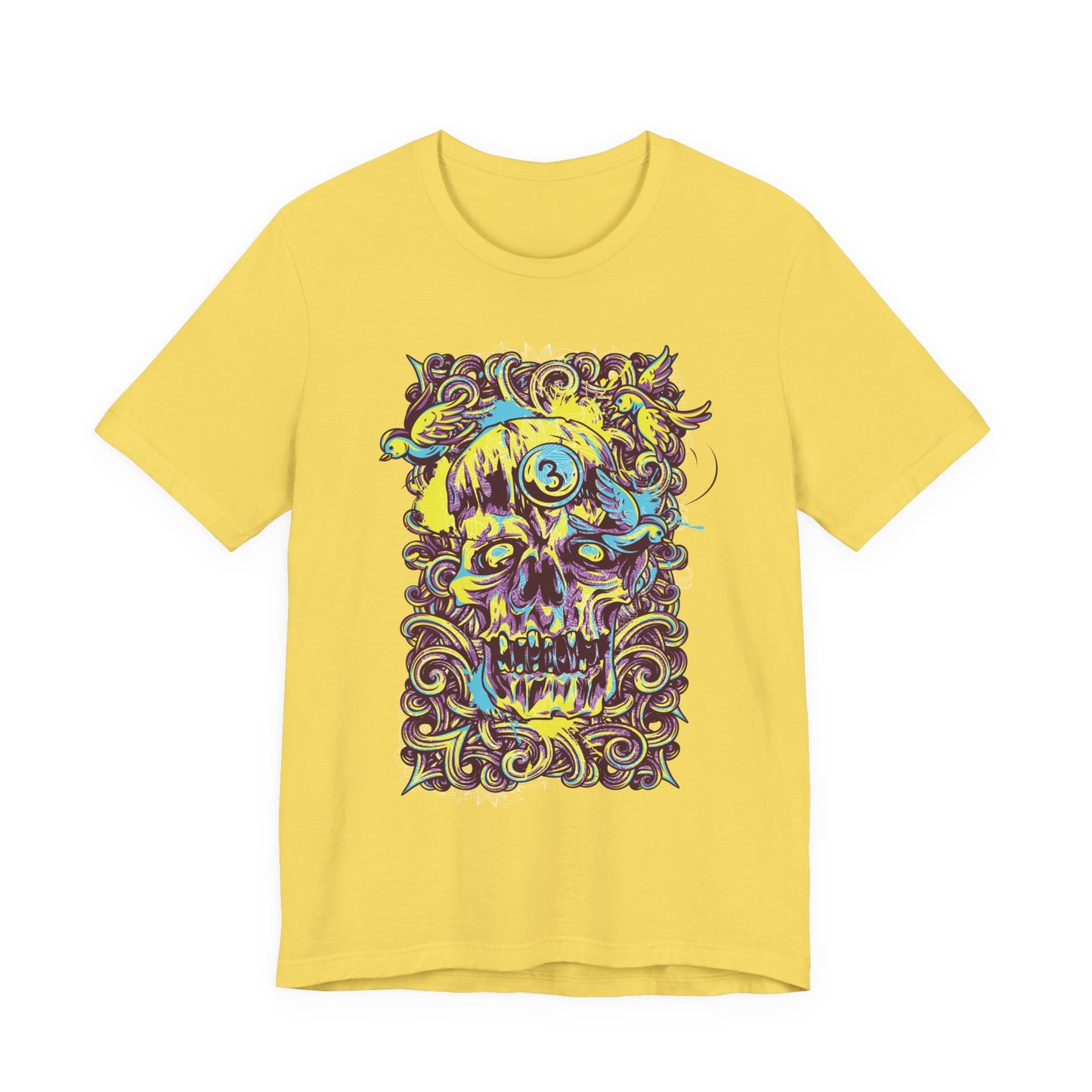 Colorful Skull Illustration Graphic Unisex Cotton T-Shirt r41