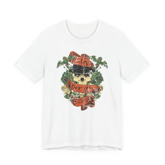 Skull Floral Tattoo Style Graphic Design Unisex Cotton T-Shirt Art-38