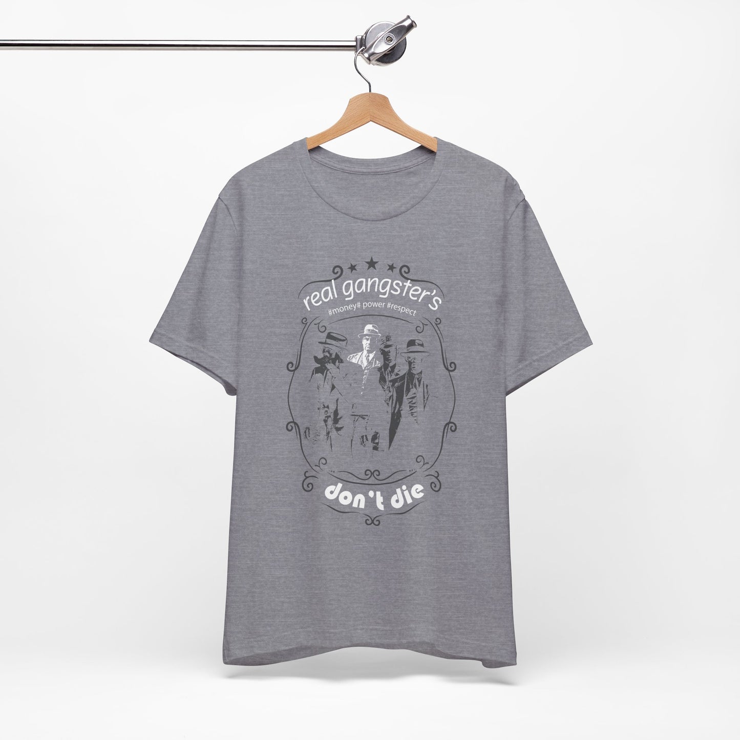 Real Gangsters Don't Die T-Shirt Vintage Outlaw Illustration Retro Biker Tee A-3