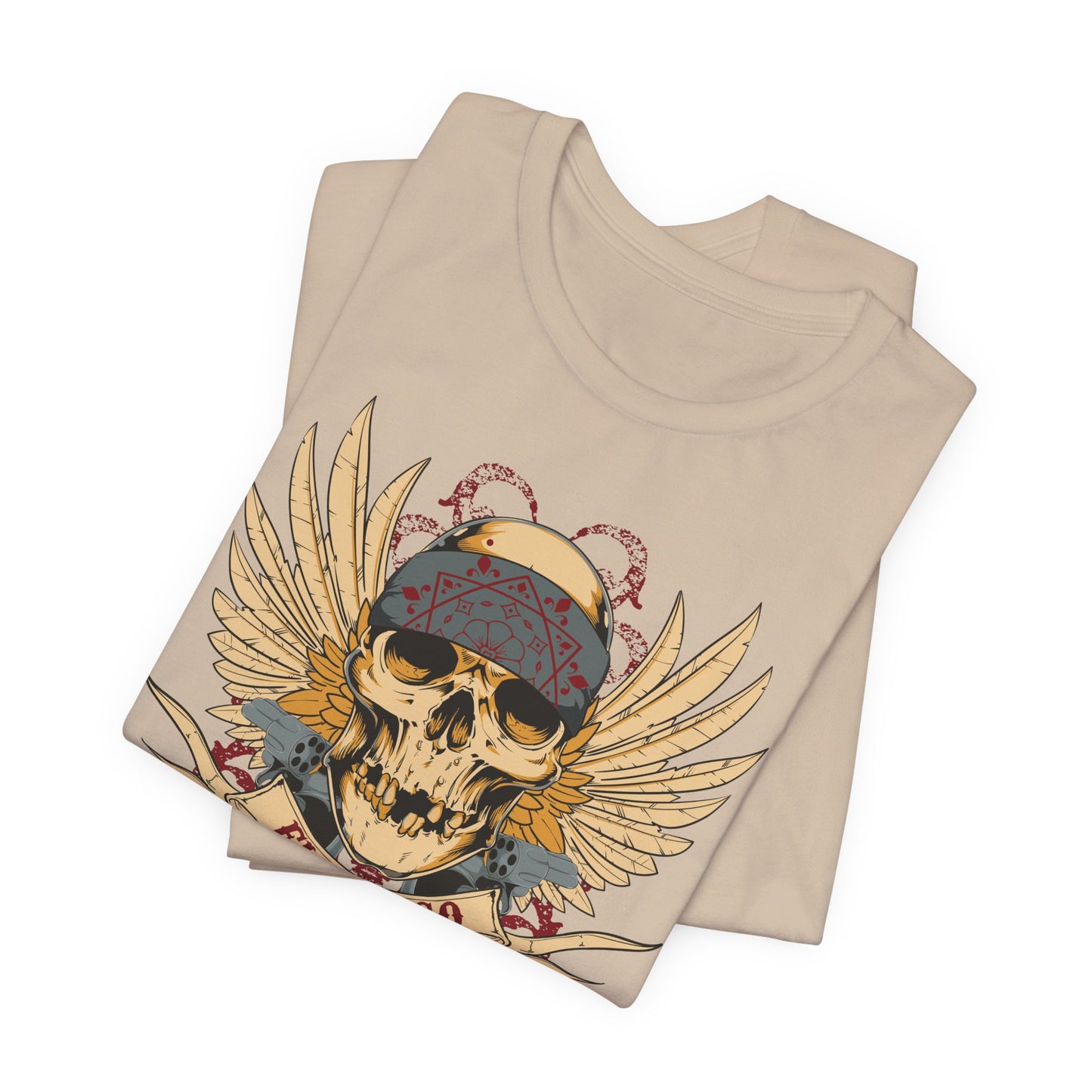 El Gringo Skull with Wings T-Shirt Vintage Tattoo Style Art-53