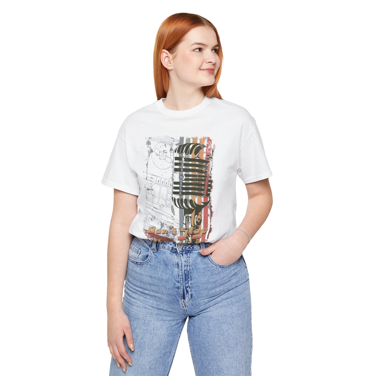 Retro Microphone Graphic Unisex Cotton T-Shirt r9