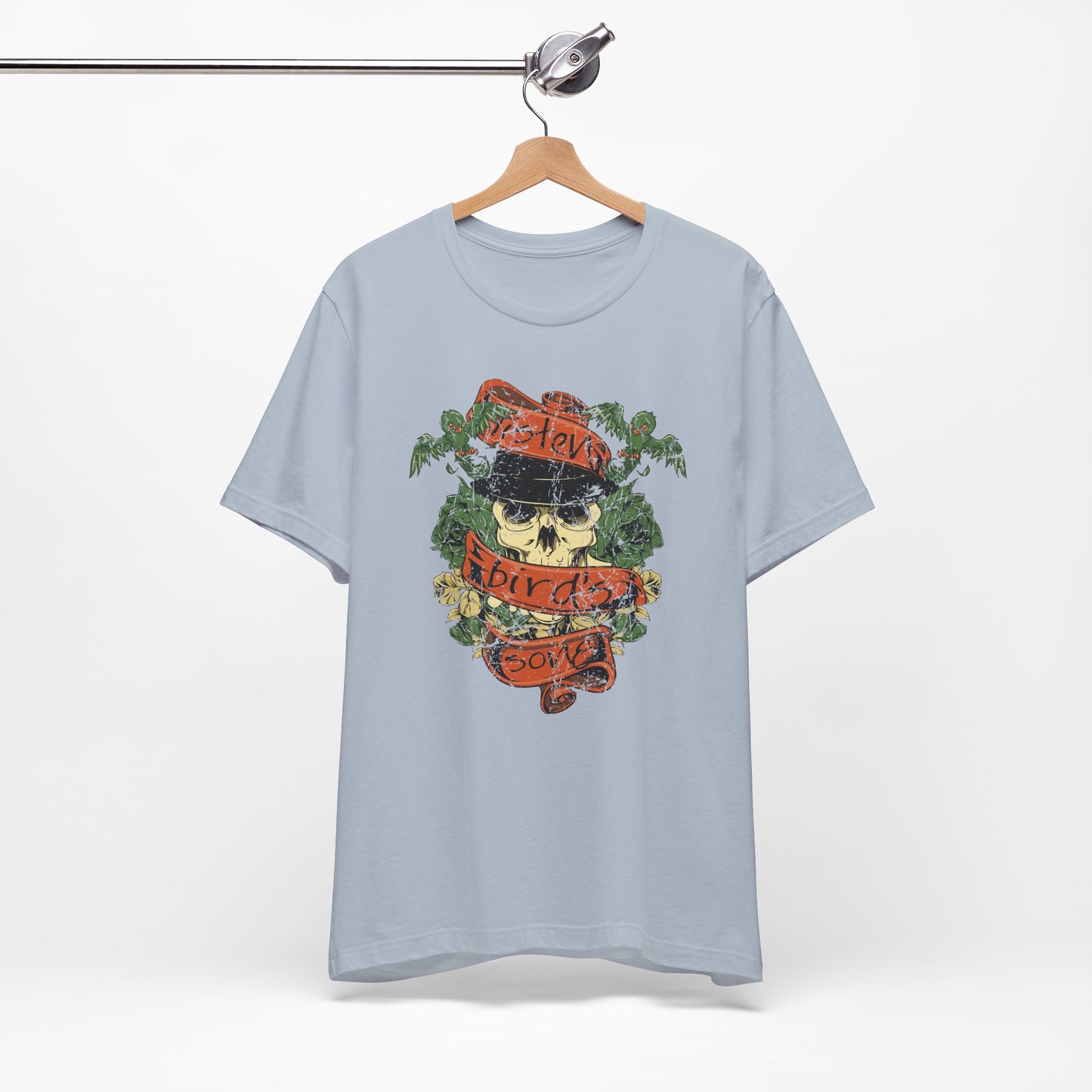 Skull Floral Tattoo Style Graphic Design Unisex Cotton T-Shirt Art-38