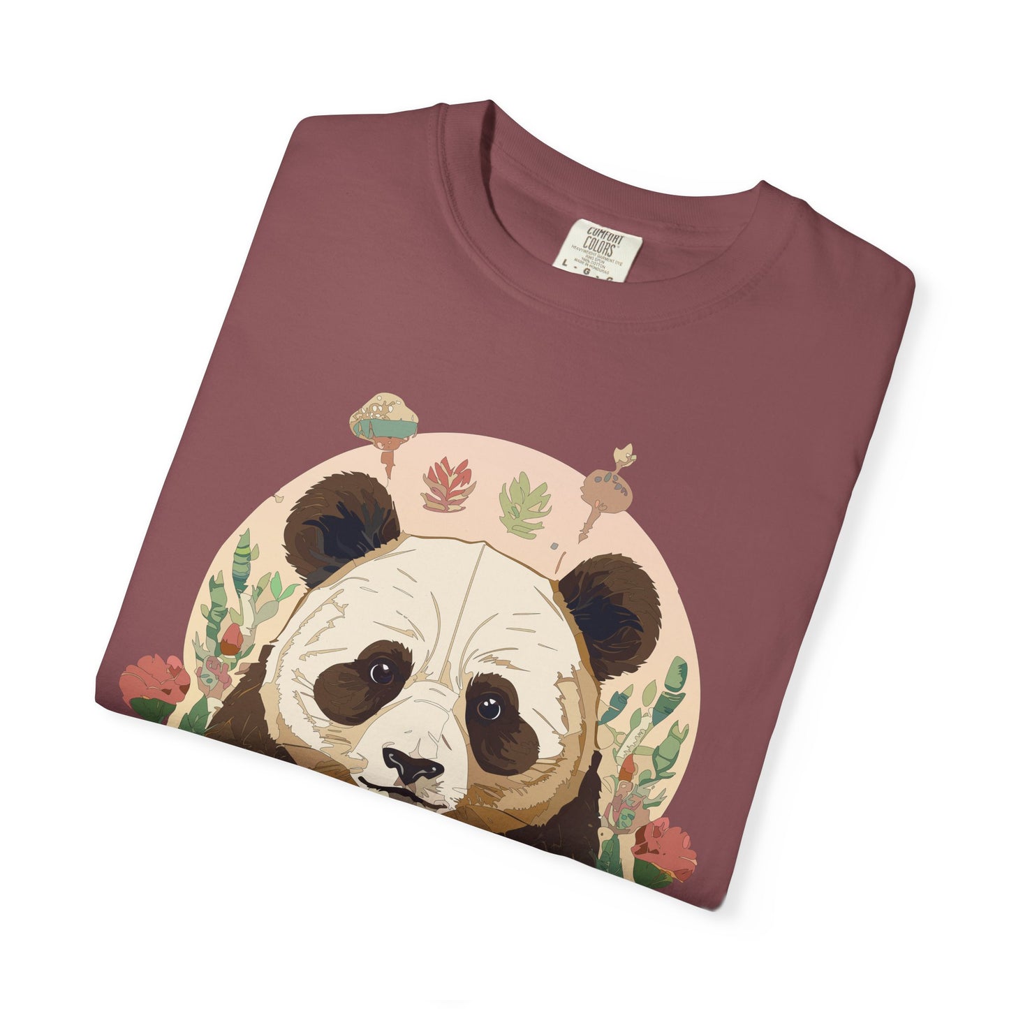 Panda Portrait T-Shirt Unisex Cotton Floral Chinese Graphic Circle Animal Art Tee p2
