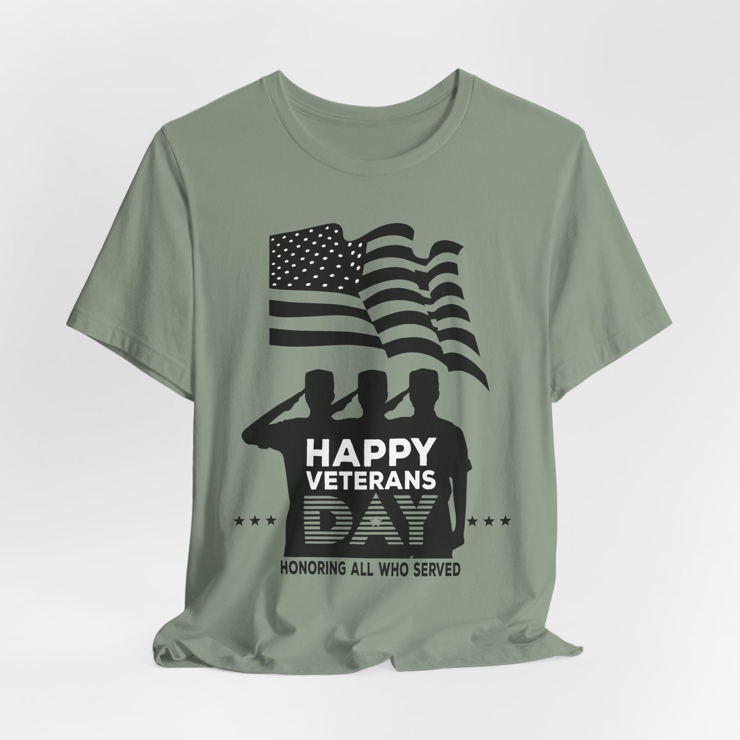 Happy Veterans Day saluting soldiers T-Shirt Patriotic American flag Unisex Cotton v51